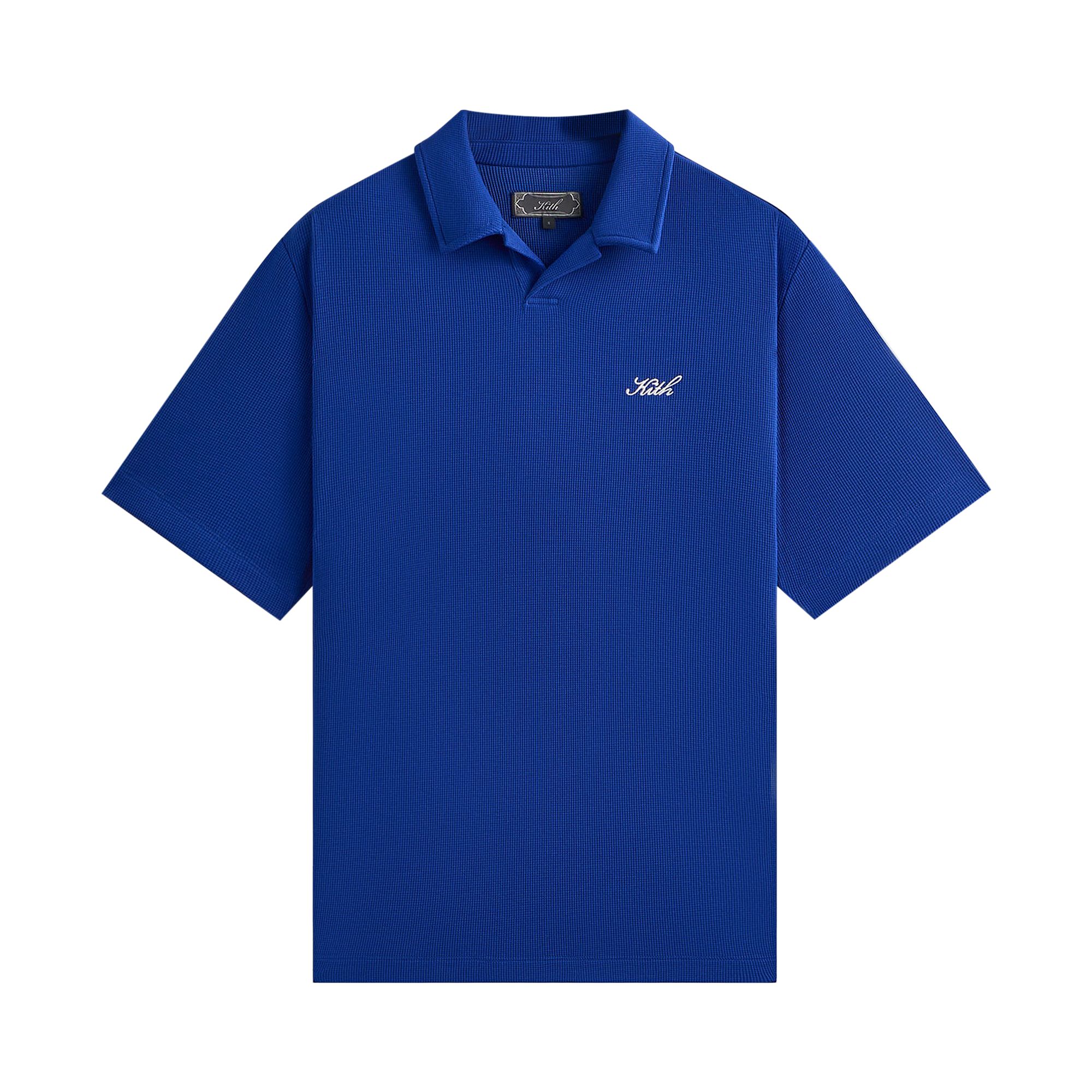 Pre-owned Kith Micro Waffle Drew Polo 'cyclone' | Blue | Men's Size Xs