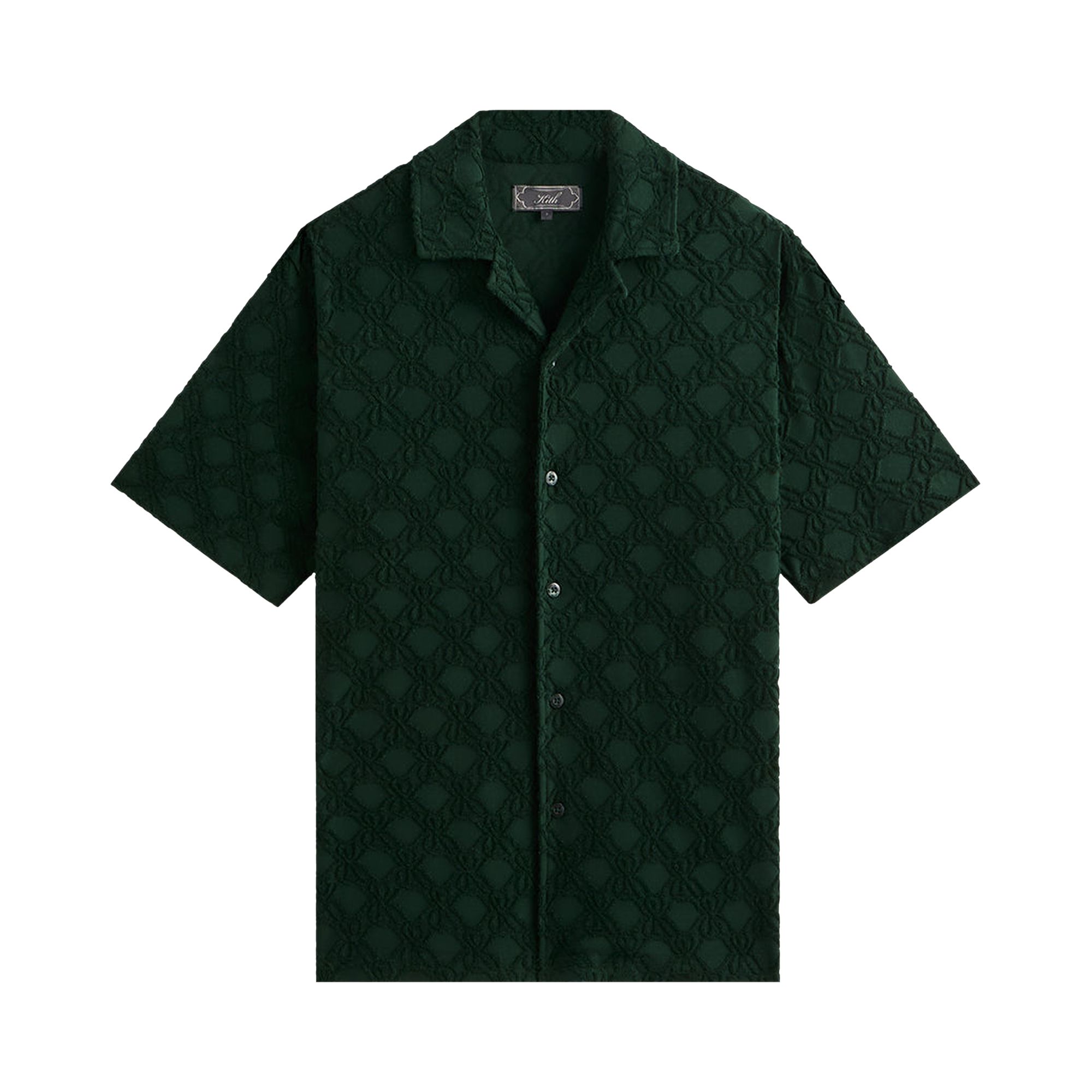 Pre-owned Kith Monogram Terry Thompson Camp Collar Shirt 'stadium' | Green | Men's Size Xl