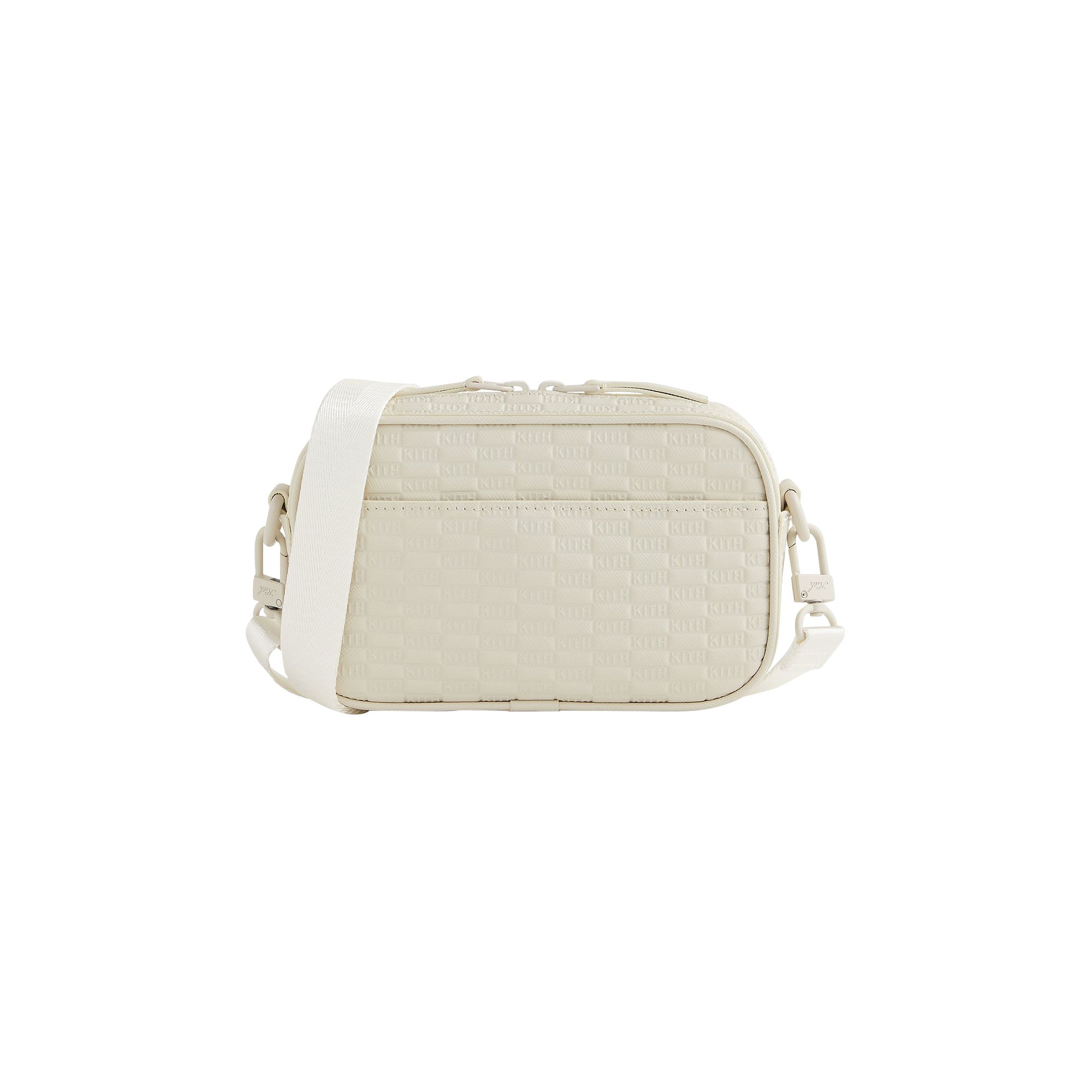 Pre-owned Kith Monogram Saffiano Mini Pouch 'whirl' | Cream | Men's Size Onesize In White