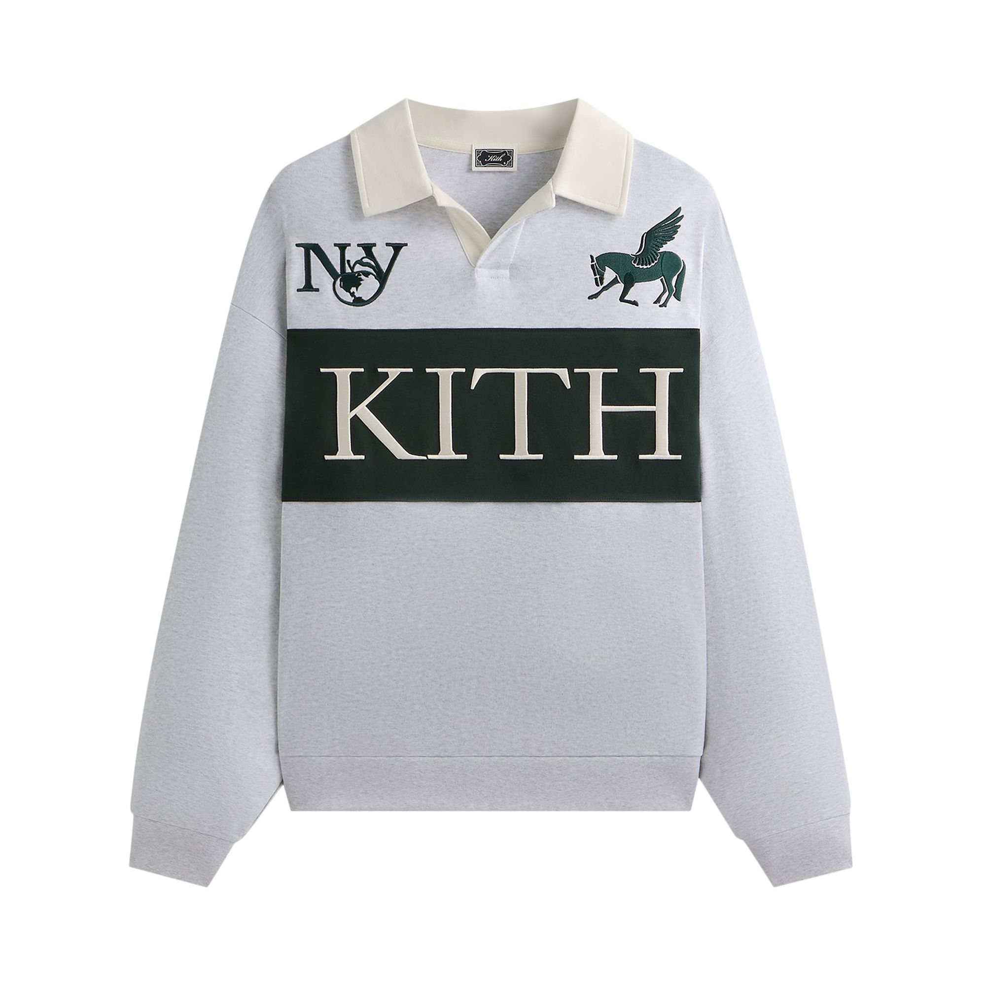 Pre-owned Kith Rugby Nelson Collared Pullover 'light Heather Grey' | Men's Size Xl In Gray