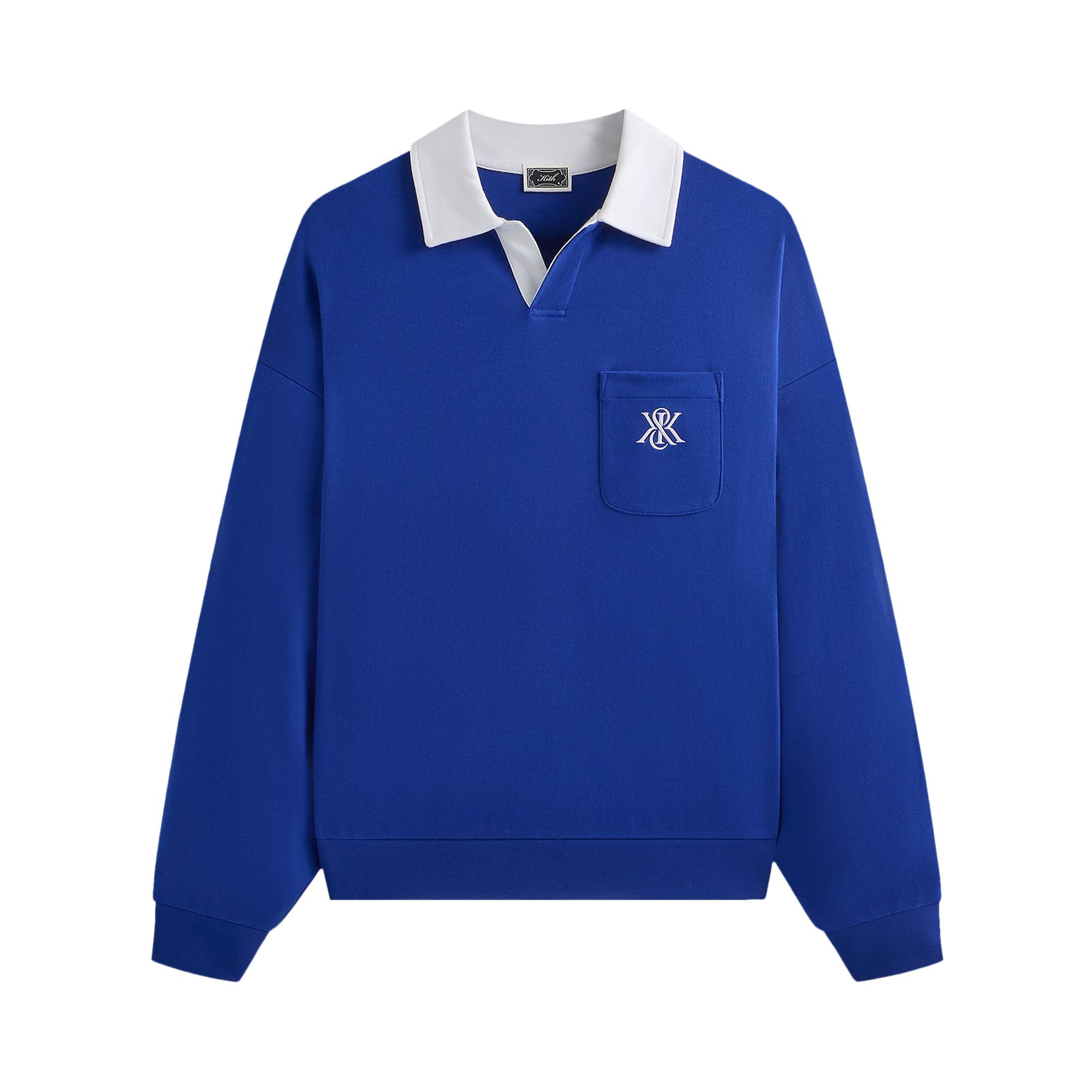 Pre-owned Kith Pegasus Crest Nelson Collared Pullover 'cyclone' | Blue | Men's Size L