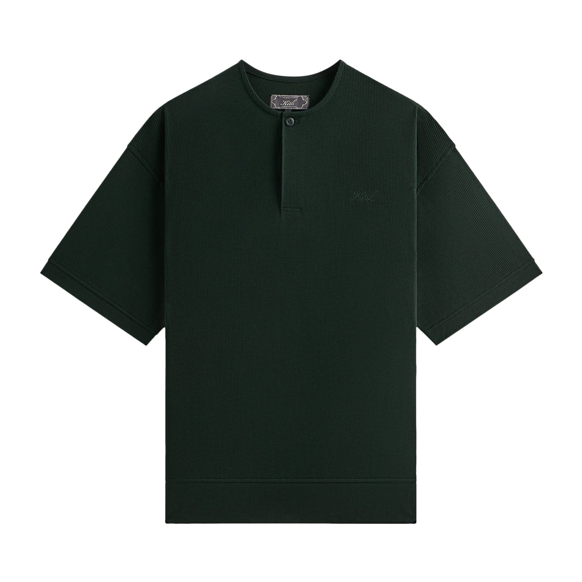 Pre-owned Kith Micro Waffle Short Sleeve Colby Pullover 'stadium' | Green | Men's Size Xs