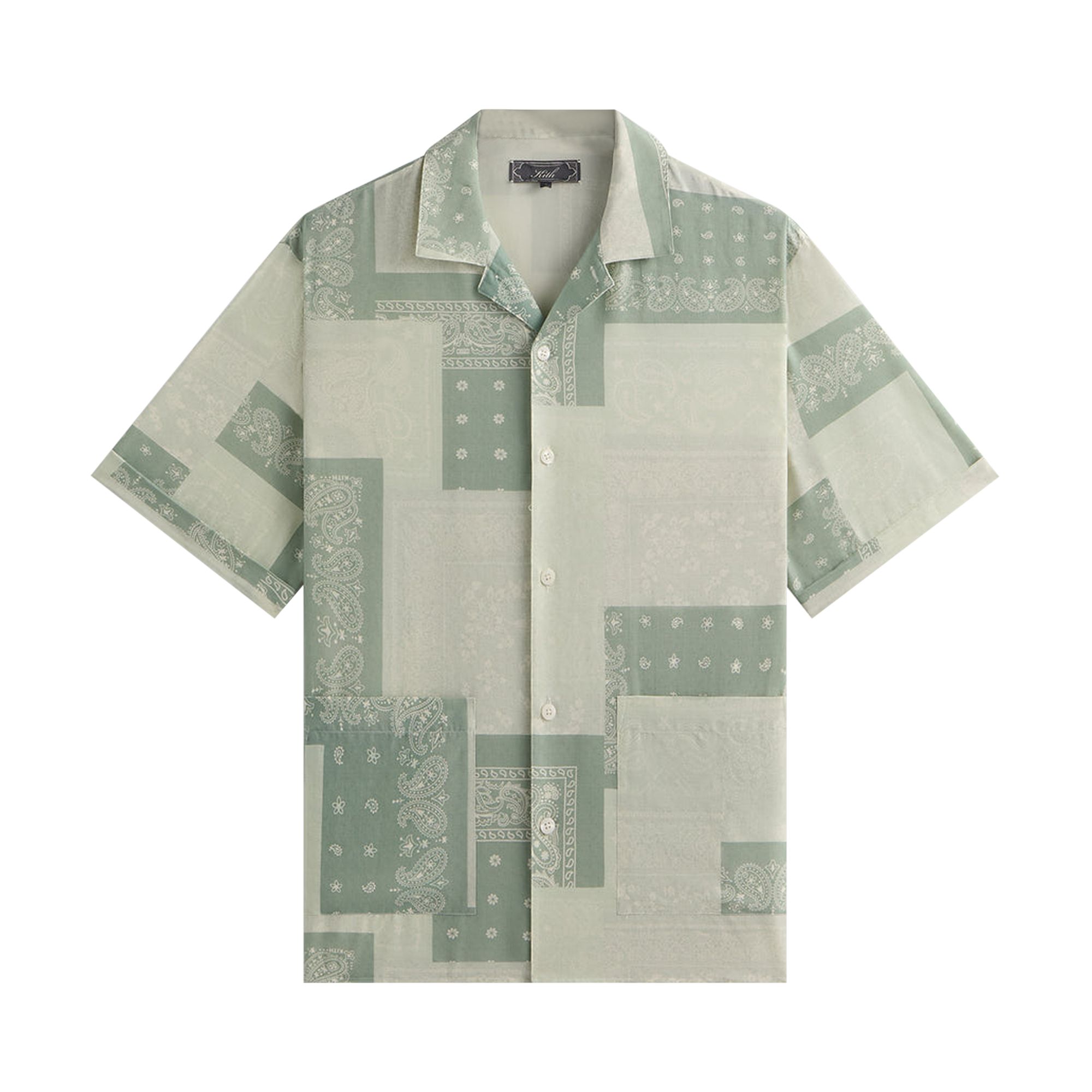 Pre-owned Kith Silk Lyocell Bandana Reade Shirt 'realm' | Green | Men's Size M