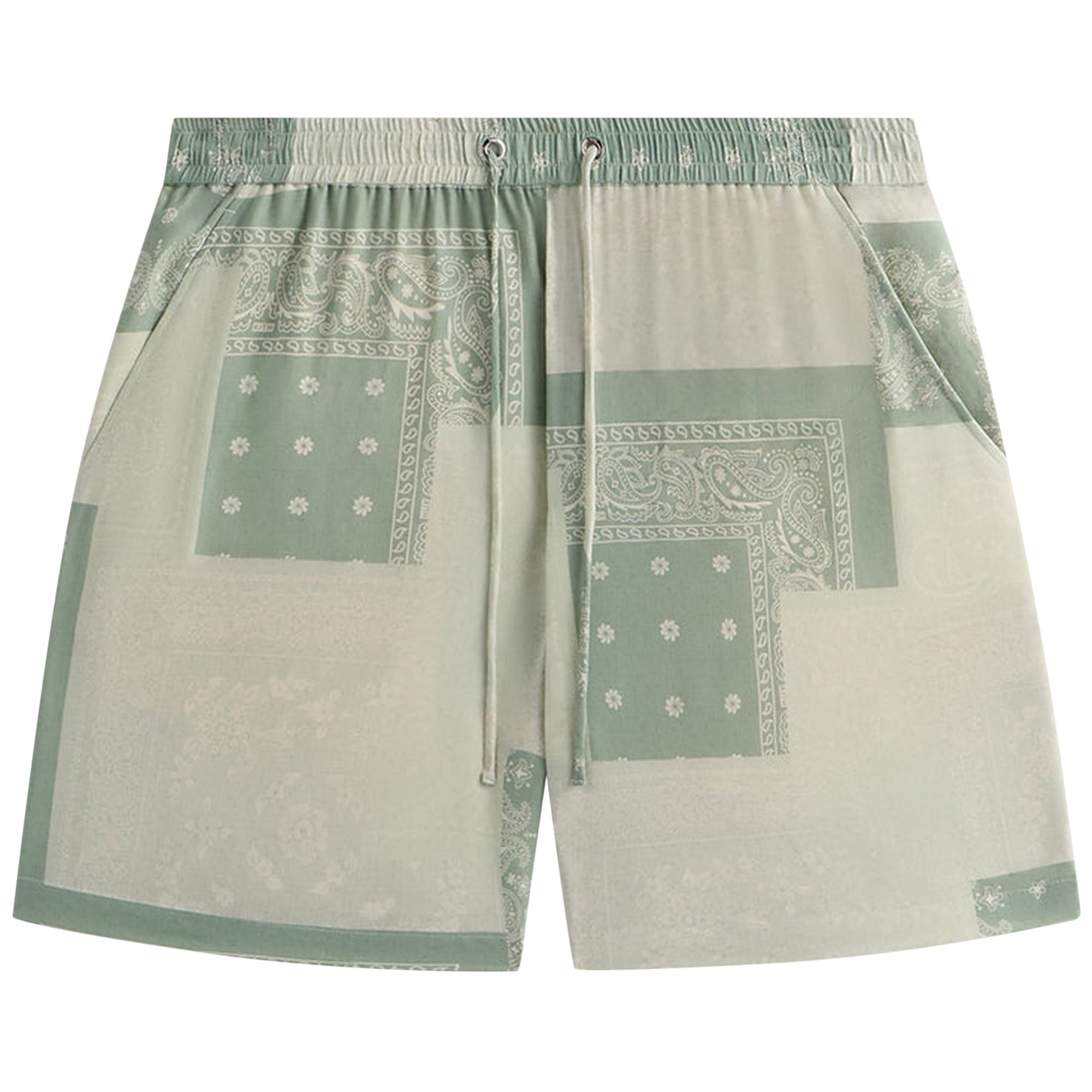 Pre-owned Kith Silk Lyocell Bandana Cedar Short 'realm' | Green | Men's Size S