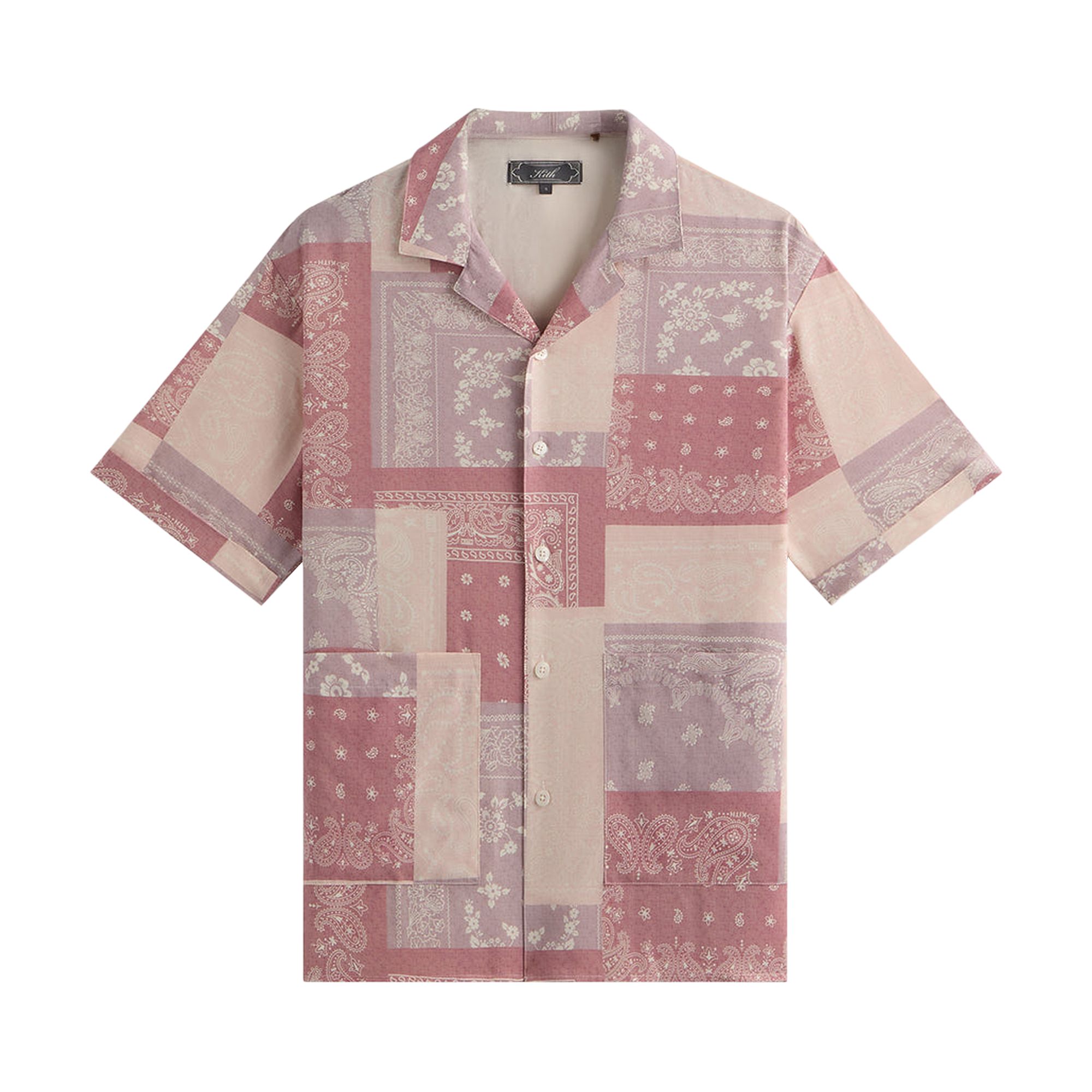 Pre-owned Kith Silk Lyocell Bandana Reade Shirt 'pink Opal' | Men's Size Xs