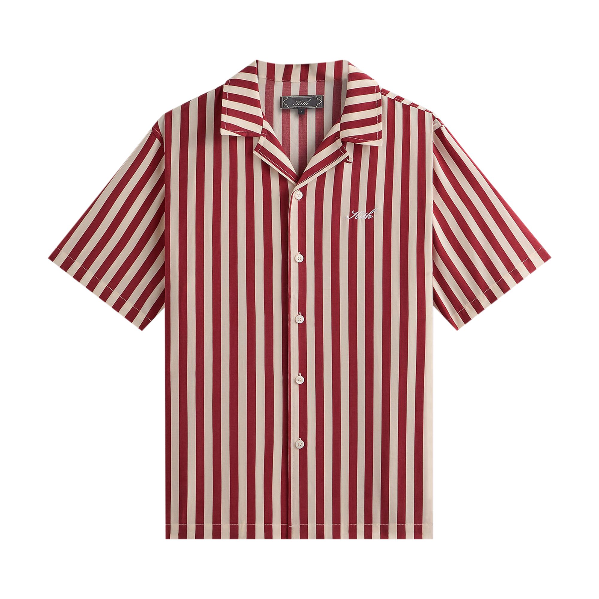 Pre-owned Kith Striped Thompson Camp Collar Shirt 'allure' | Red | Men's Size M