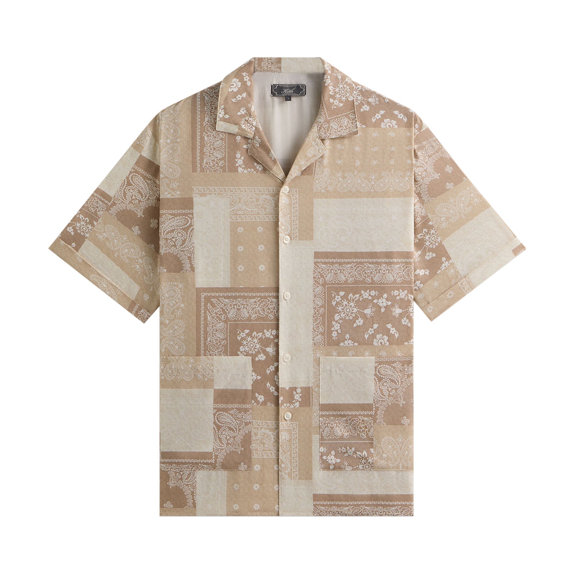 Pre-owned Kith Silk Lyocell Bandana Reade Shirt 'canvas' | Tan | Men's Size Xl In Brown