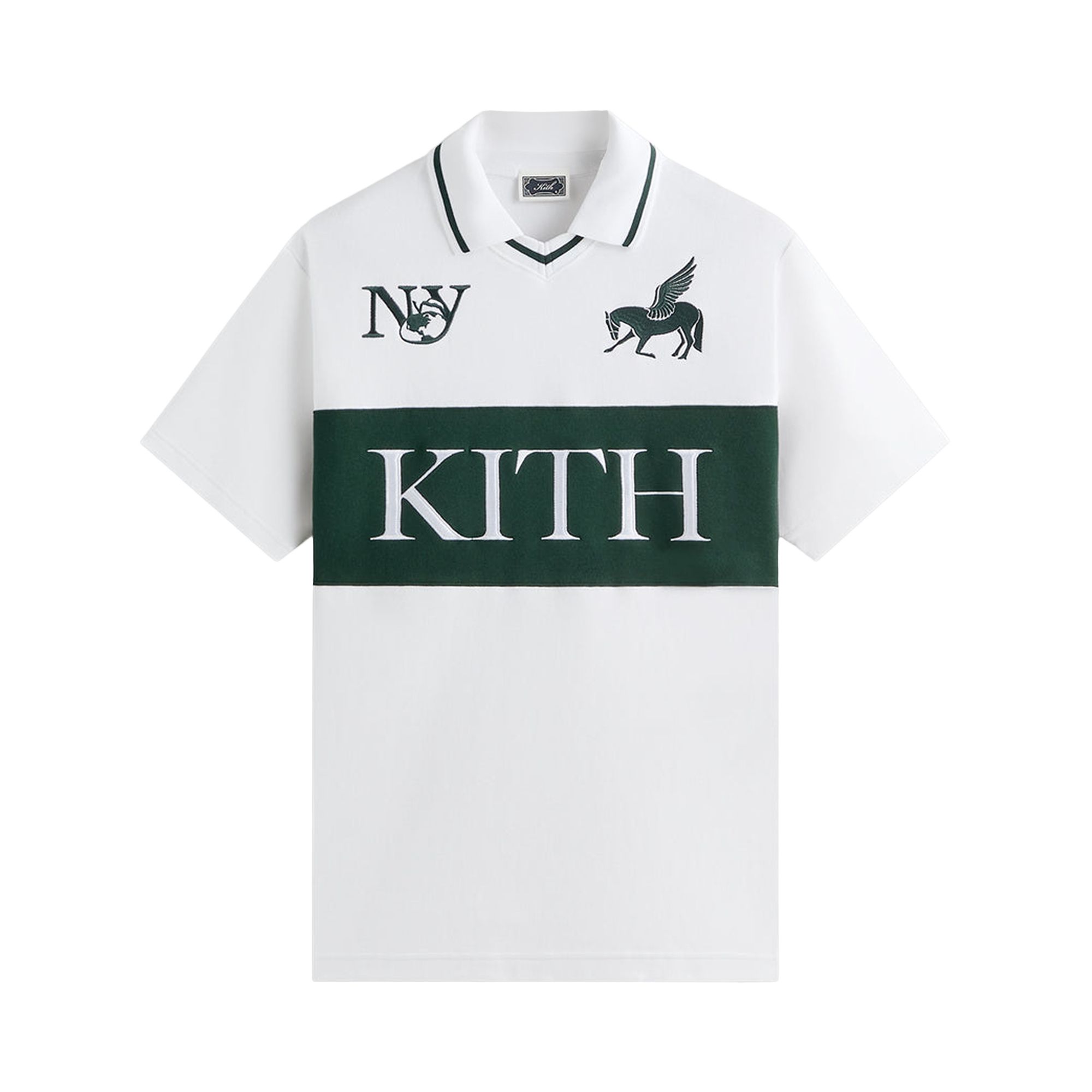 Pre-owned Kith Pique Short Sleeve Tap In Soccer Polo 'white' | Men's Size M