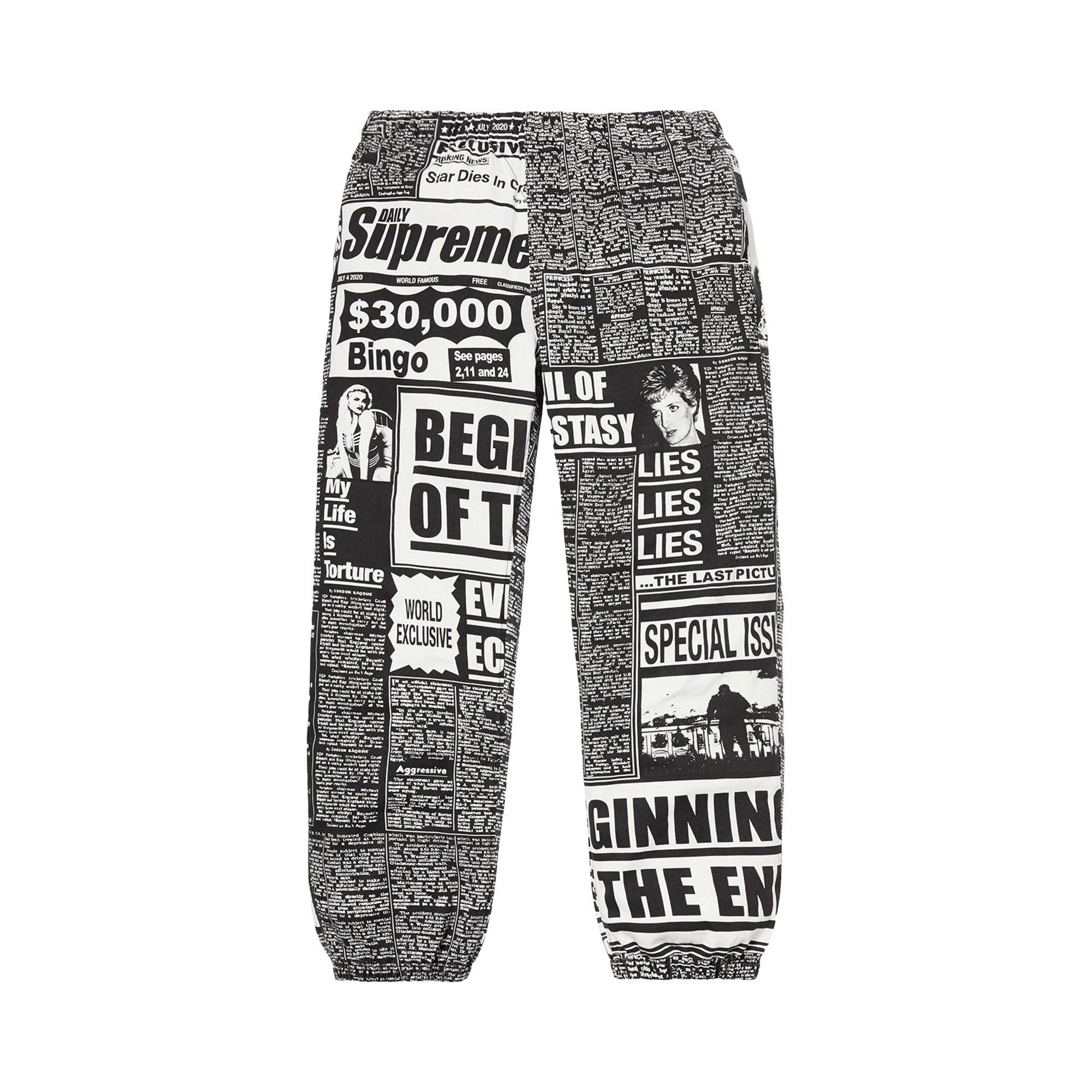 Pre-owned Supreme Newsprint Skate Pant 'black' | Men's Size S