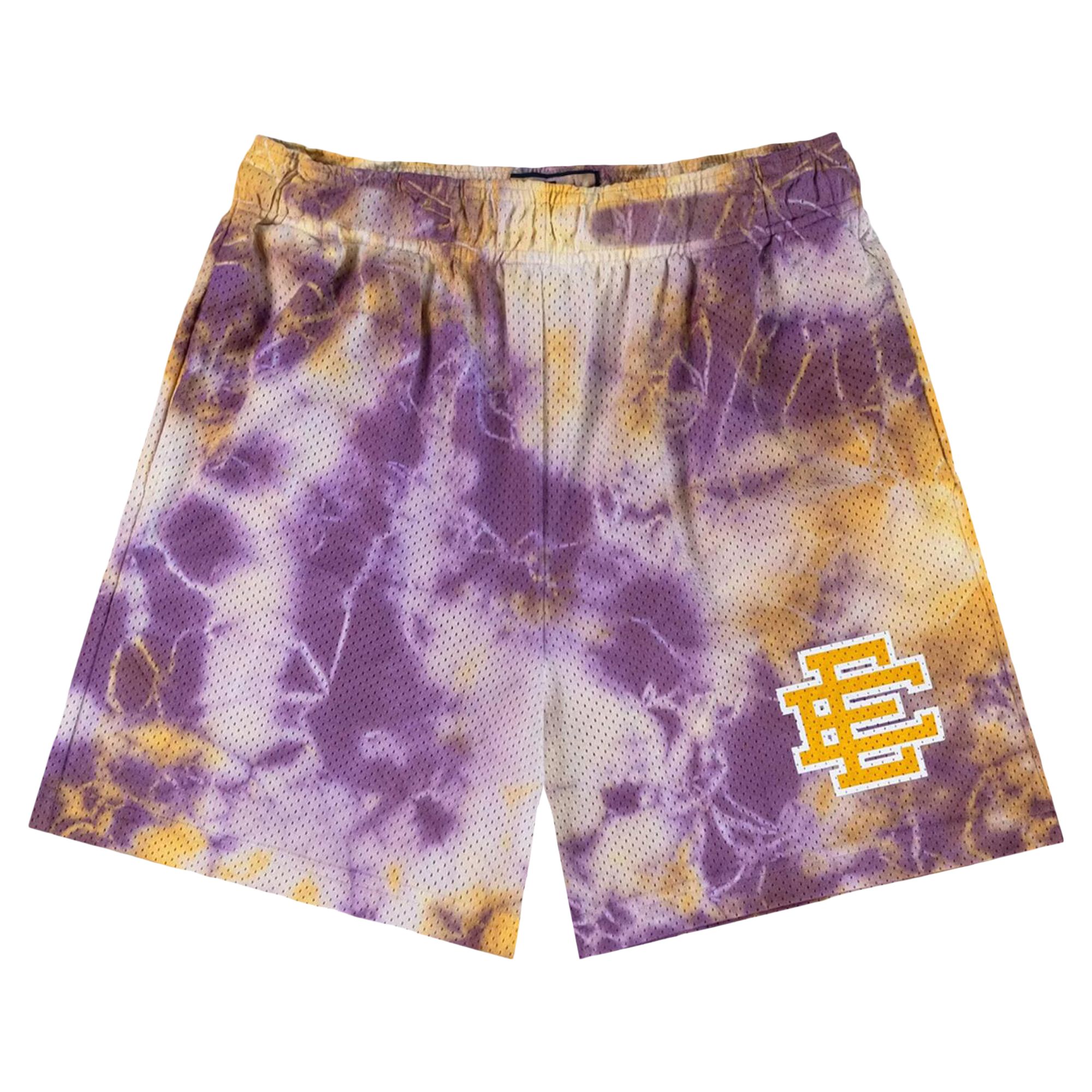 Pre-owned Eric Emanuel Ee Basic Short 'purple/yellow/tie Dye' | Multi-color | Men's Size Xxl