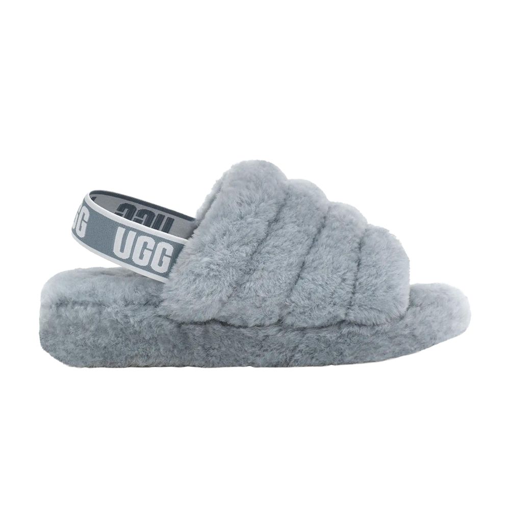 Pre-owned Ugg Wmns Fluff Yeah Slide 'ash Fog' | Blue | Women's Size 9