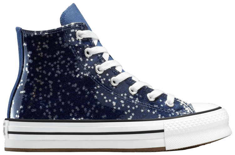 Converse Chuck Taylor All Star EVA Lift Platform High GS Navy Star Glitter