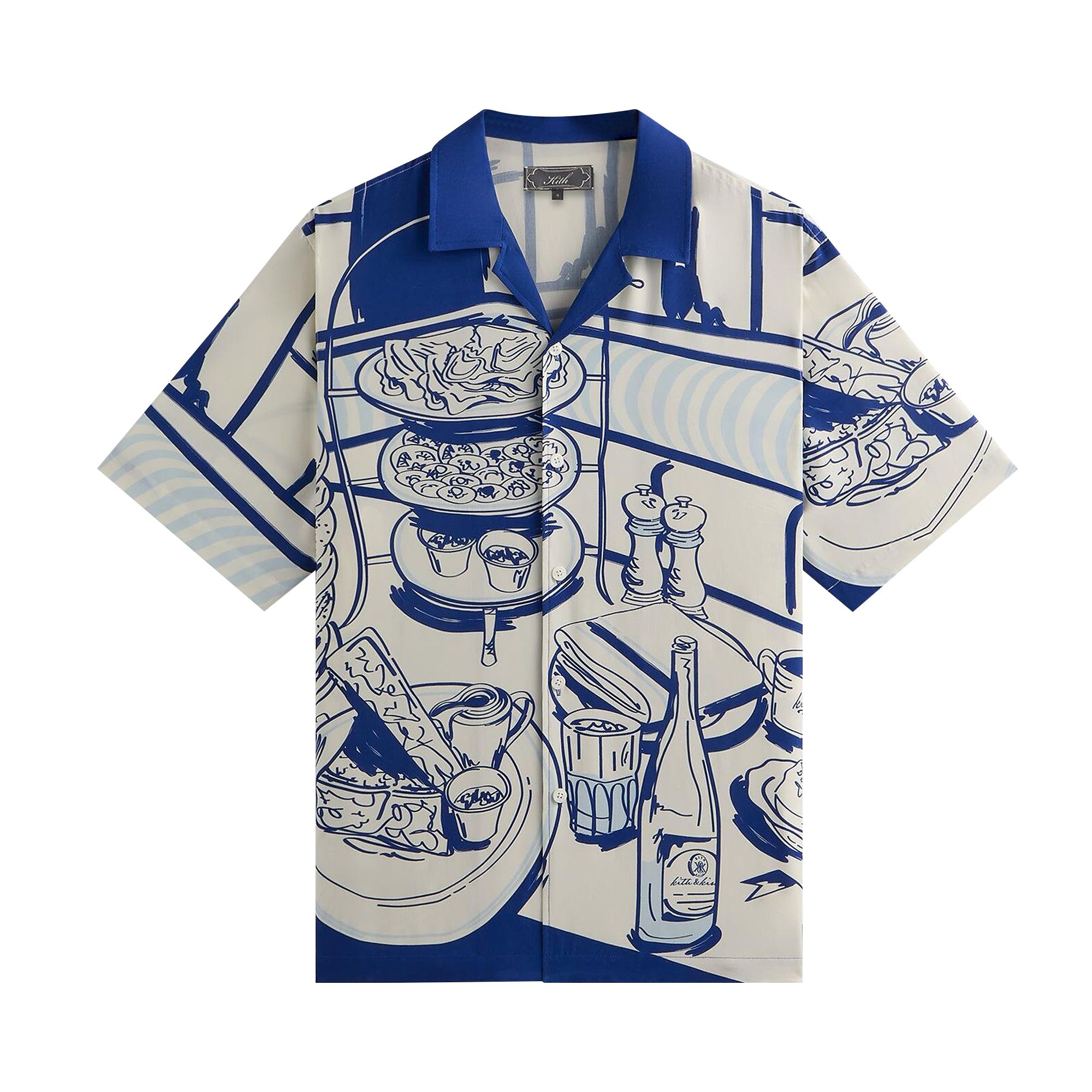 Pre-owned Kith Still Life Short Sleeve Thompson Camp Collar Shirt 'current' | Blue | Men's Size Xl