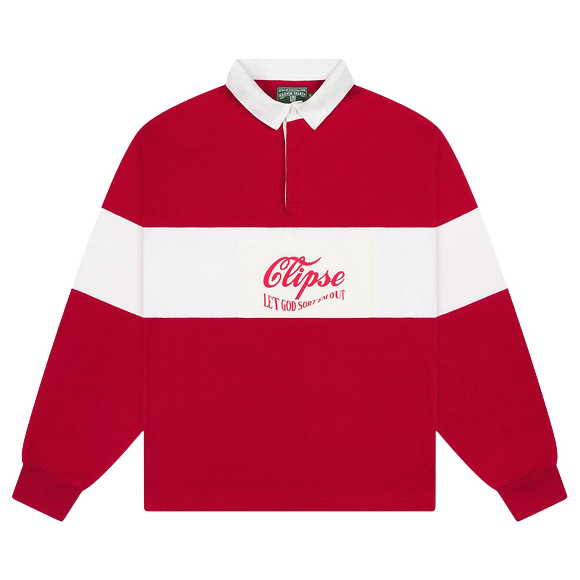 Pre-owned Denim Tears X Clipse Let God Sort Em Out Rugby 'red' | Men's Size Xxl