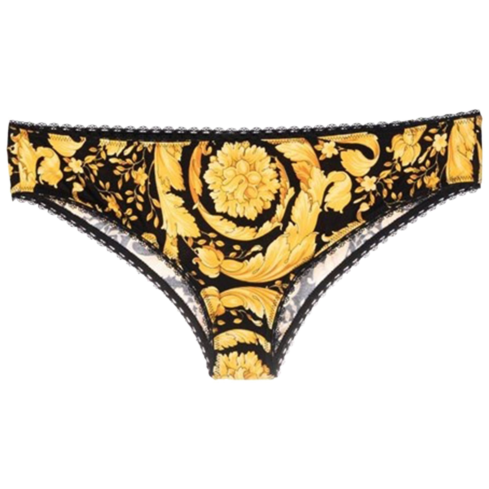 Pre-owned Versace Barocco Lace Briefs 'multicolor' | Multi-color | Women's Size 2