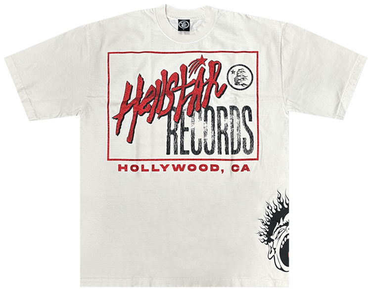 Buy Hellstar Records T-Shirt 'White' - 09357 1FW2304HRTW