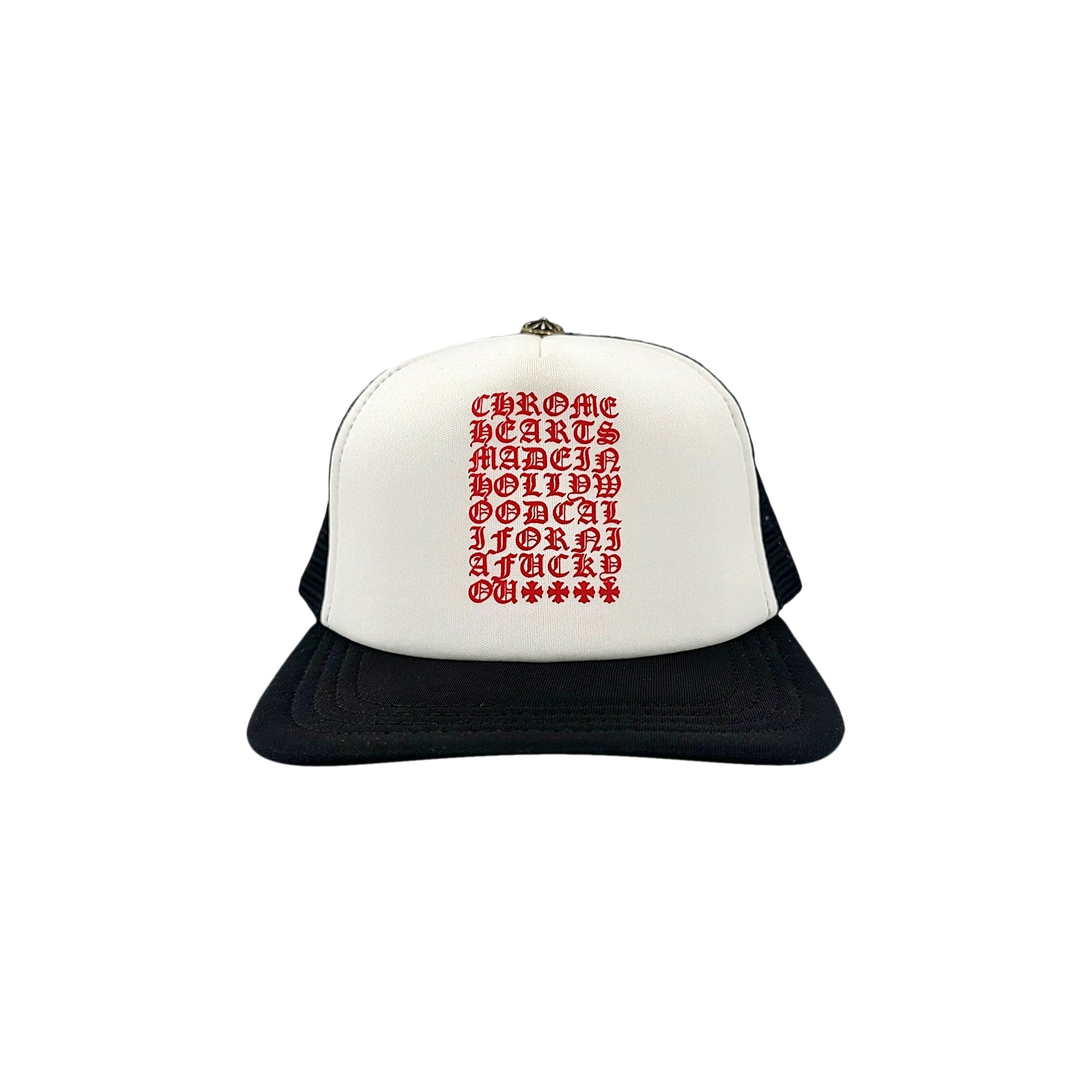 Pre-owned Chrome Hearts Eyechart Trucker Hat 'black/white/red' | Men's Size Onesize