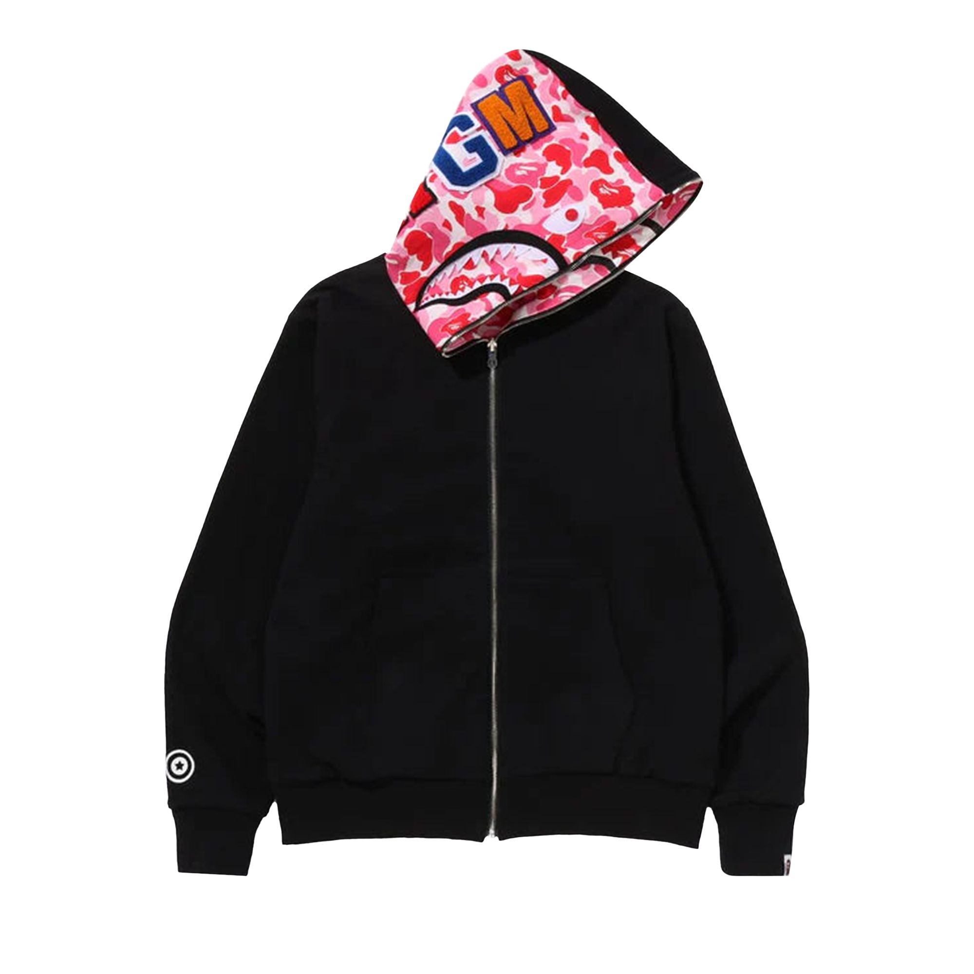 Pre-owned Bape Abc Reversible Shark Full Zip Hoodie 'pink' | Men's Size Xl