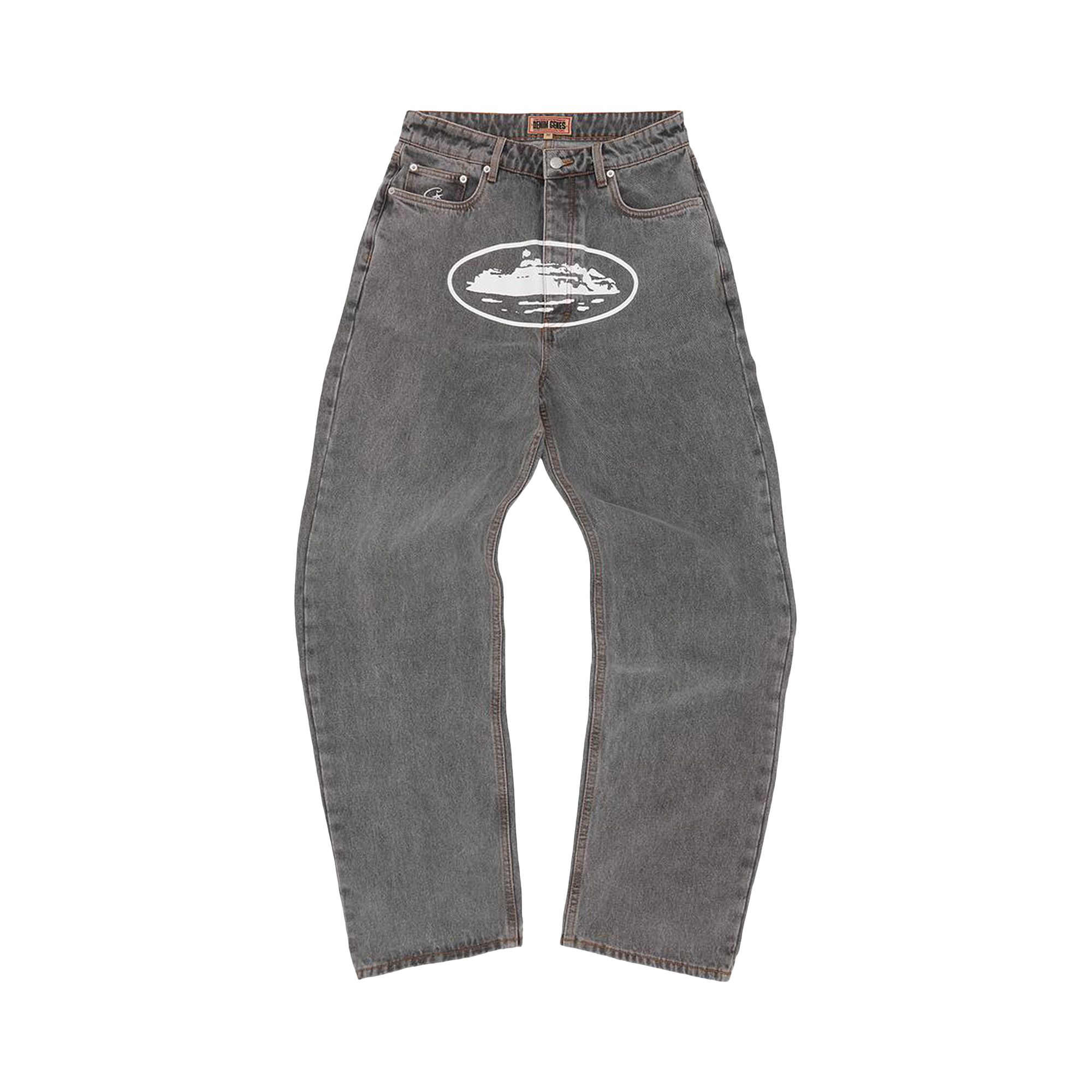 Pre-owned Corteiz Island Baggy Jeans 'light Grey' | Men's Size 38 In Gray