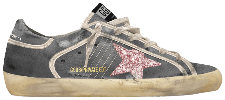 Golden Goose Wmns Superstar Glitter Star   Grey Bubblegum Pink
