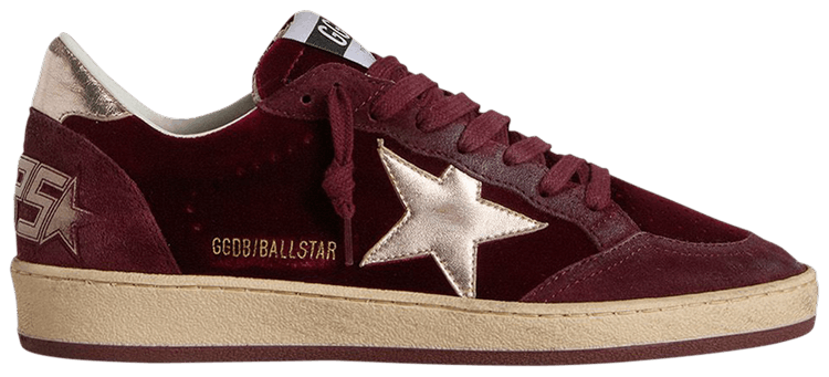 Golden Goose Wmns Ball Star Velvet Ruby Red Silver