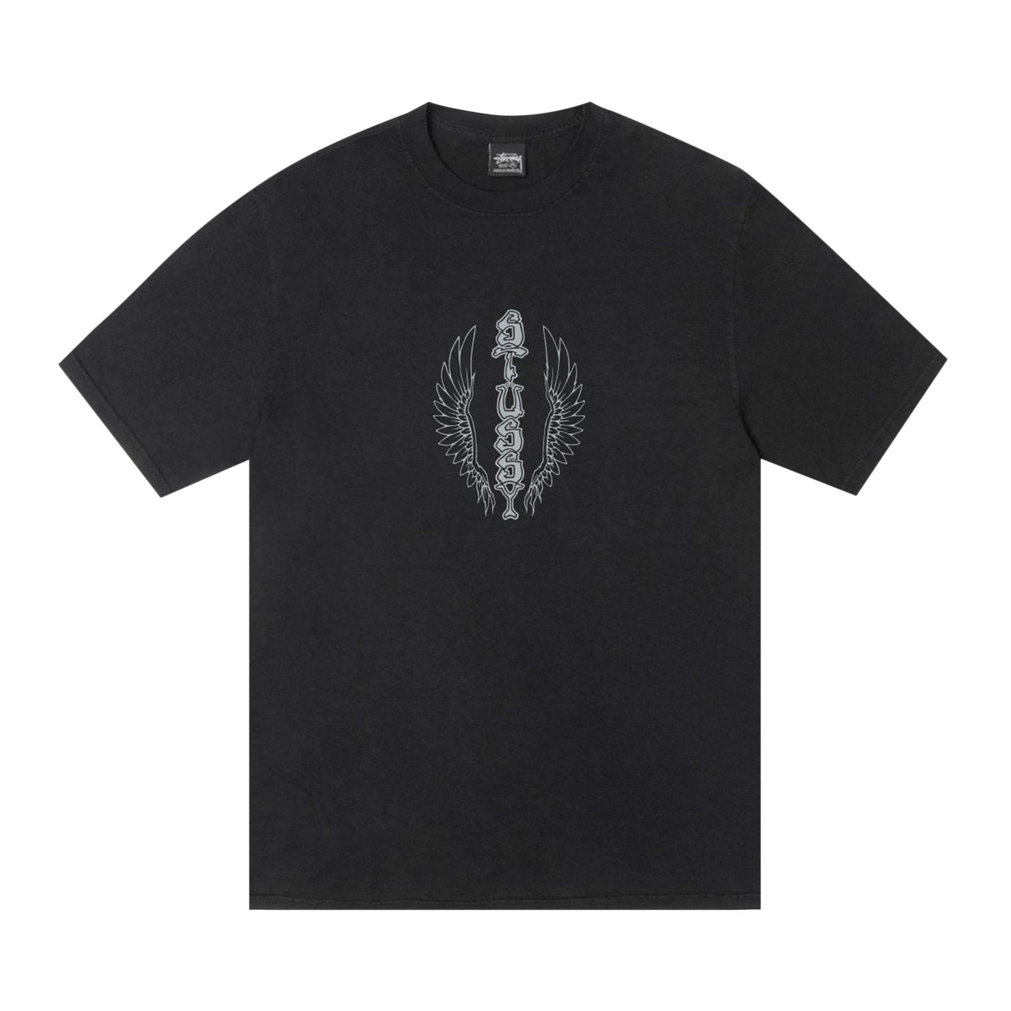 Pre-owned Stussy Wes Wings Tee Pigment Dyed 'black' | Men's Size L