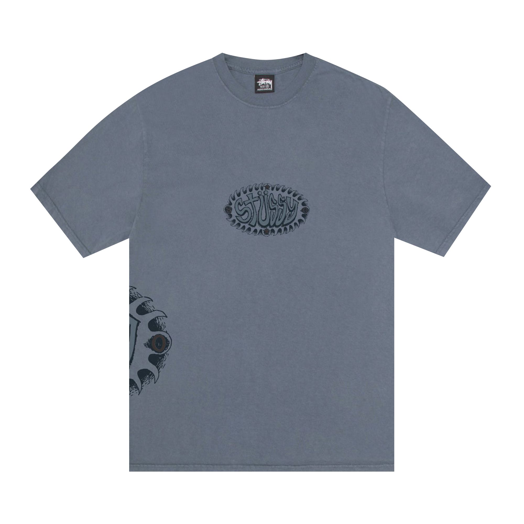 Pre-owned Stussy Wave Oval Tee Pigment Dyed 'navy' | Blue | Men's Size L