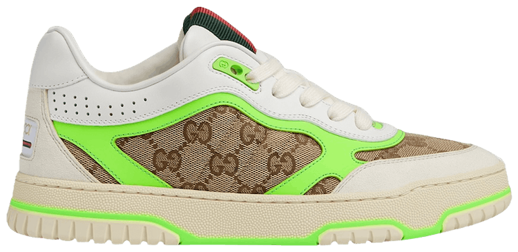 Gucci Wmns Re Web Sneaker GG Canvas   Beige Ebony Green