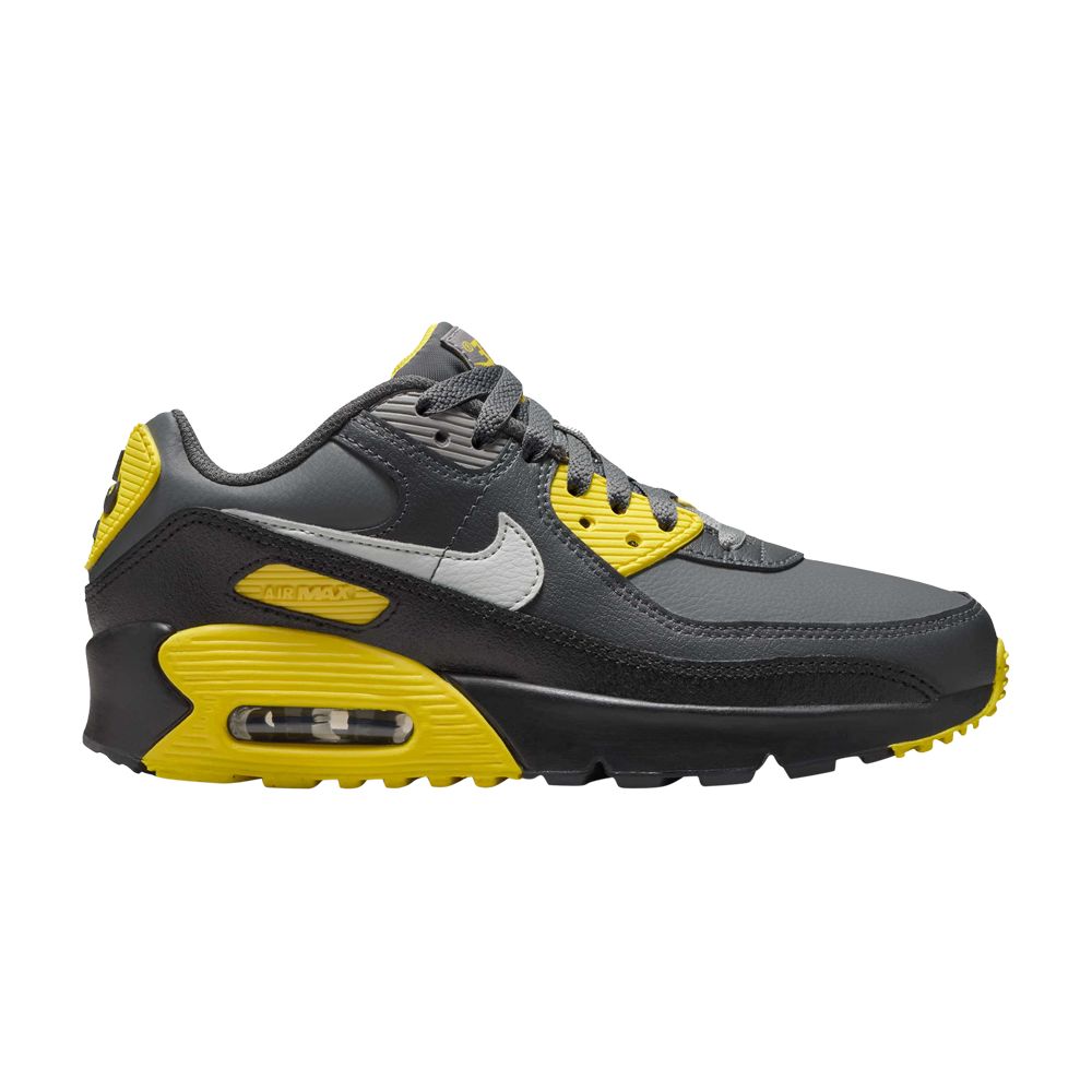 Pre-owned Nike Air Max 90 Leather Gs 'smoke Grey Lightning' | Kid's Size 4.5 In Gray