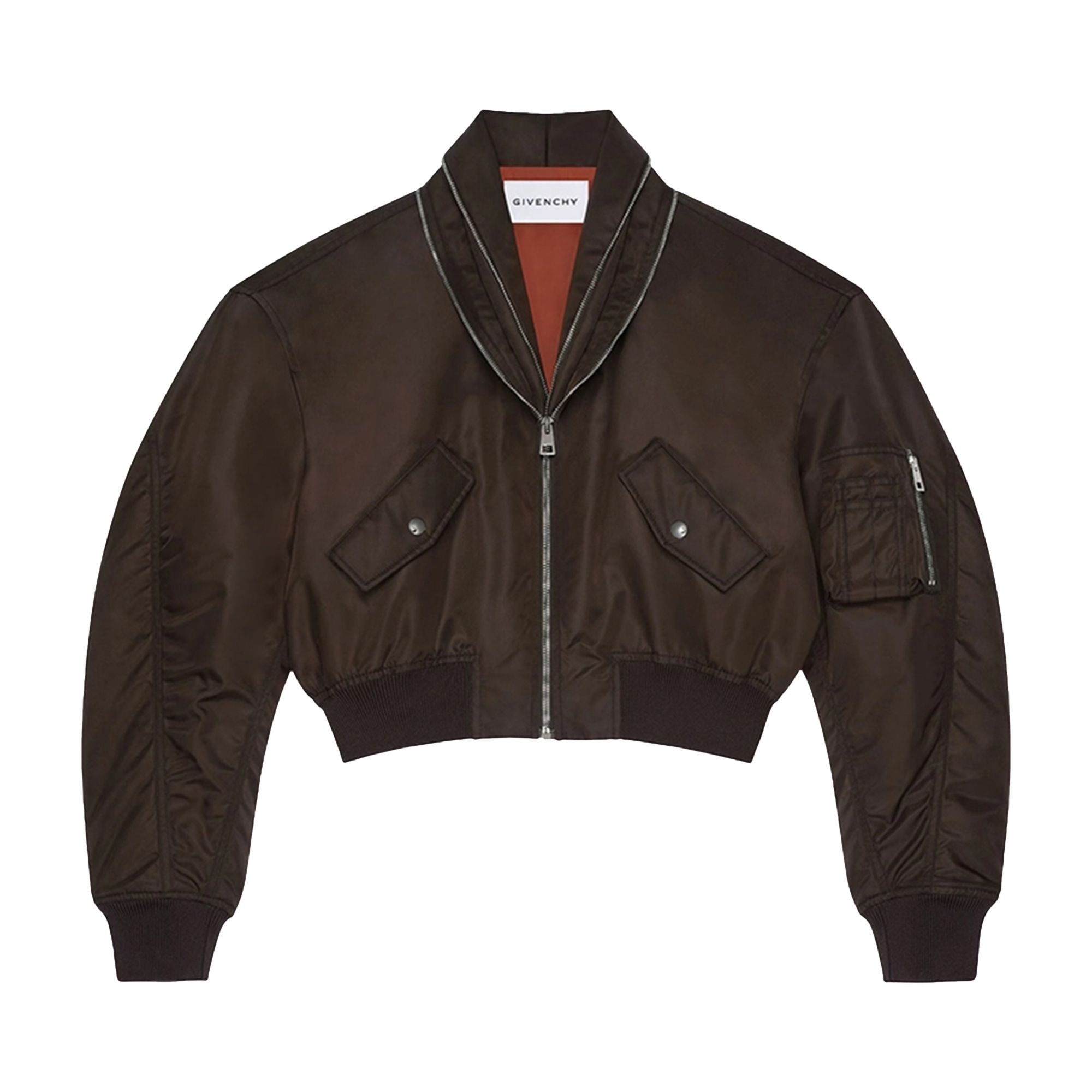 Pre-owned Givenchy Zipped Shawl Collar Bomber 'brown' | Women's Size 36