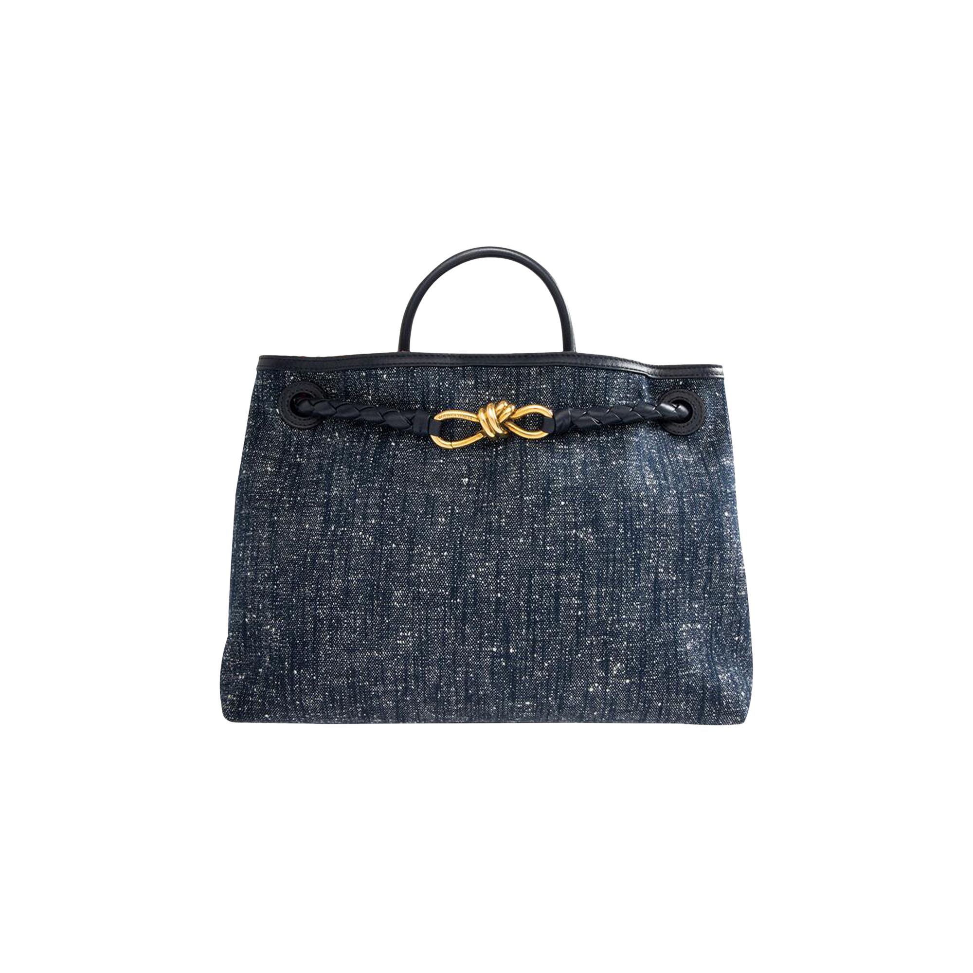 Pre-owned Bottega Veneta Medium Andiamo Denim Bag 'navy/white/orange' | Blue | Women's Size Onesize