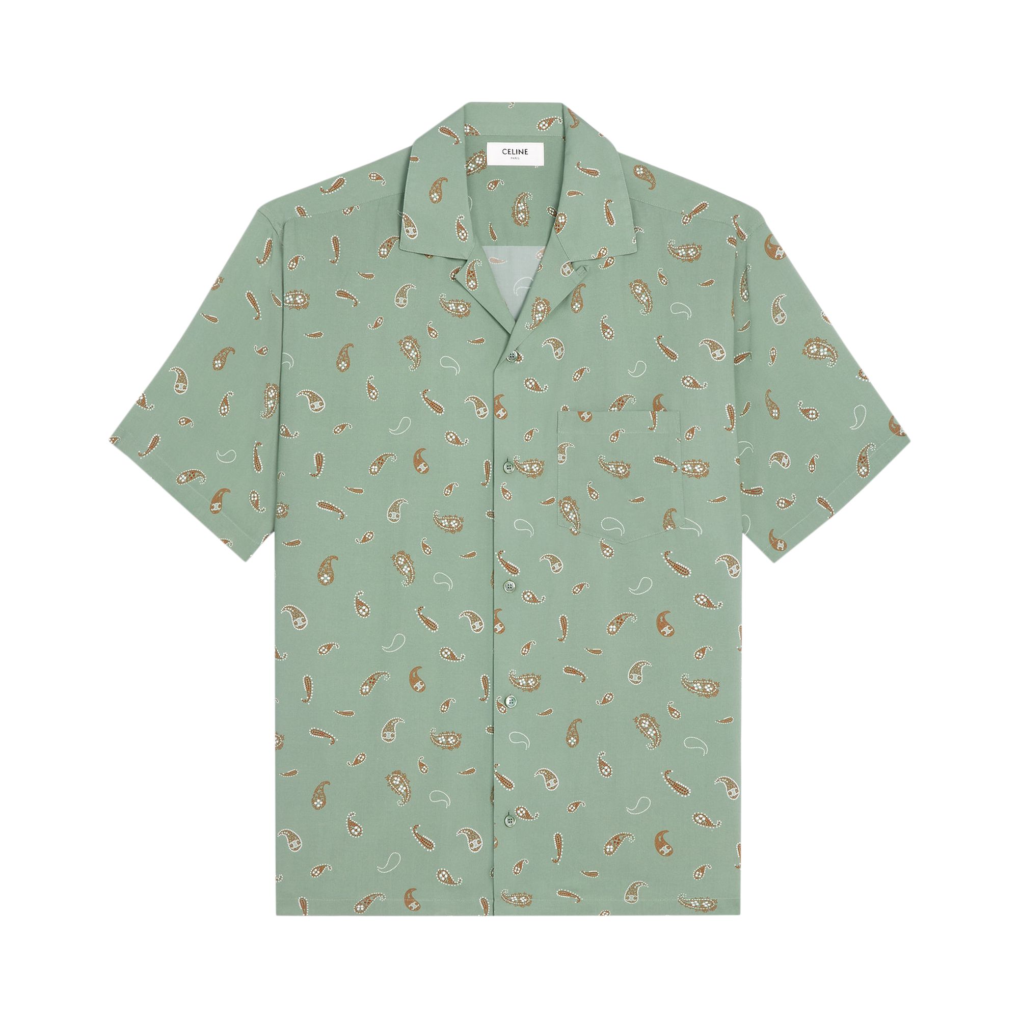Pre-owned Celine Bowling Shirt 'sage/cream/tobacco' | Green | Men's Size 41