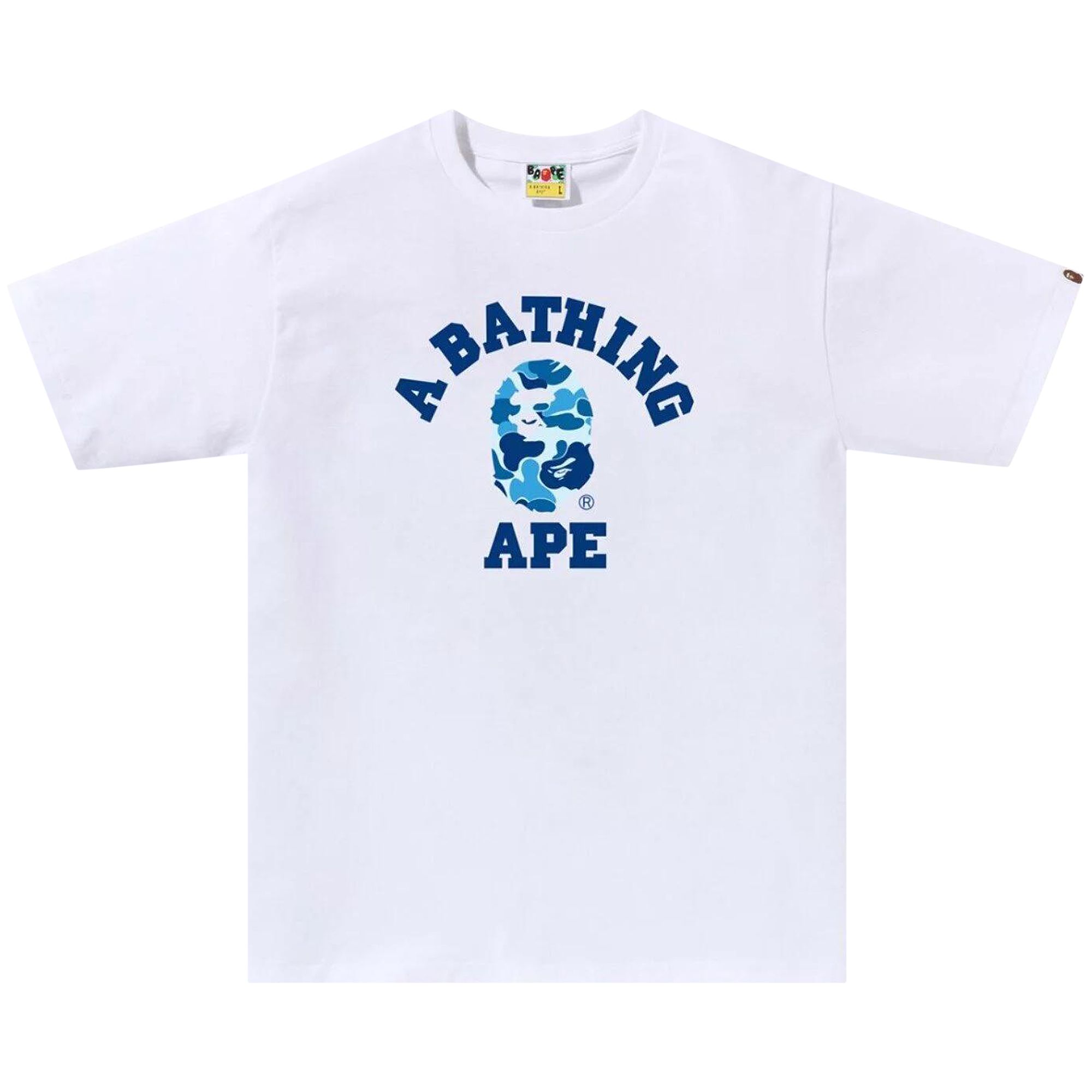 Pre-owned Bape Abc Camo College Tee 'white/blue' | Men's Size S