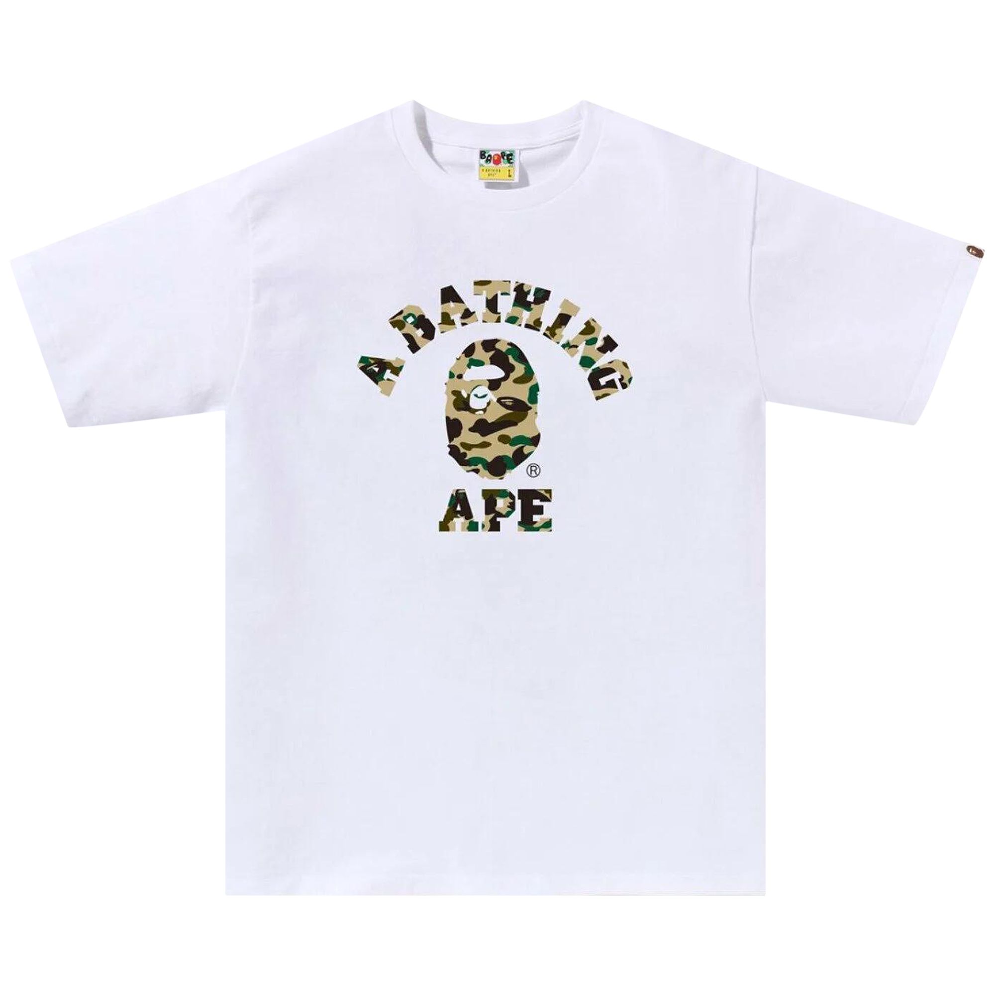 Pre-owned Bape 1st Camo College Tee 'white/yellow' | Men's Size M