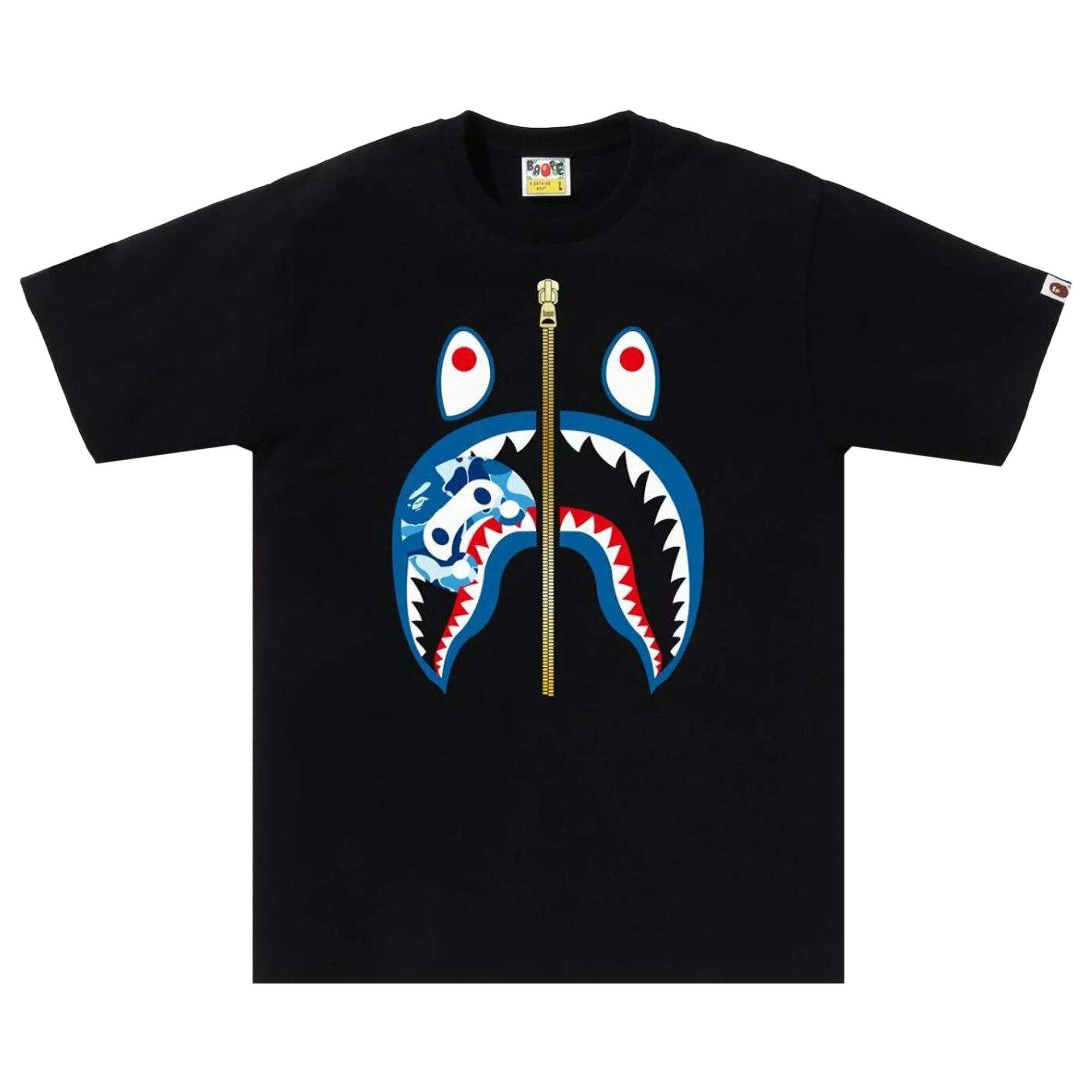 Pre-owned Bape Abc Camo Milo Shark Tee 'black/blue' | Men's Size L