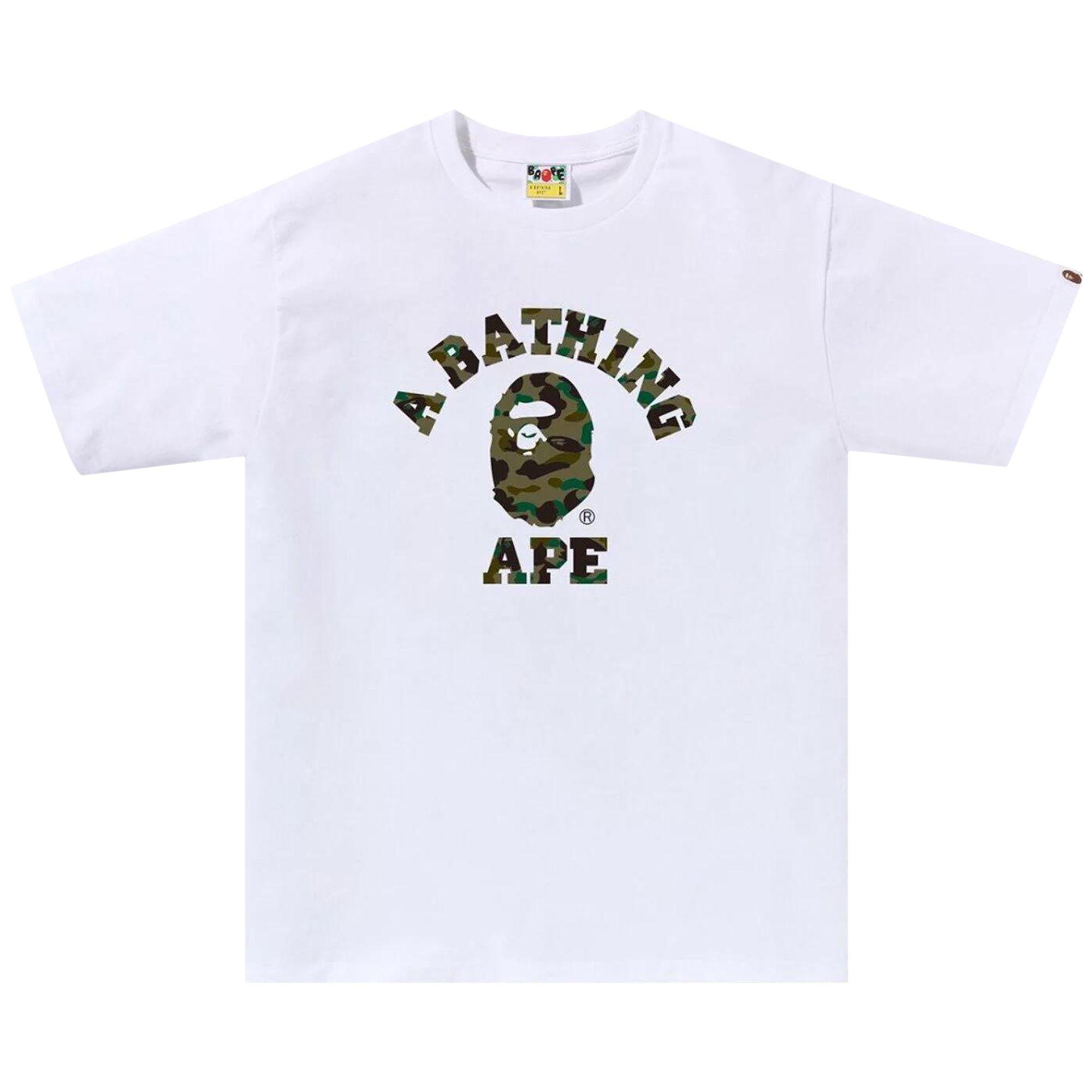 Pre-owned Bape 1st Camo College Tee 'white/green' | Men's Size M