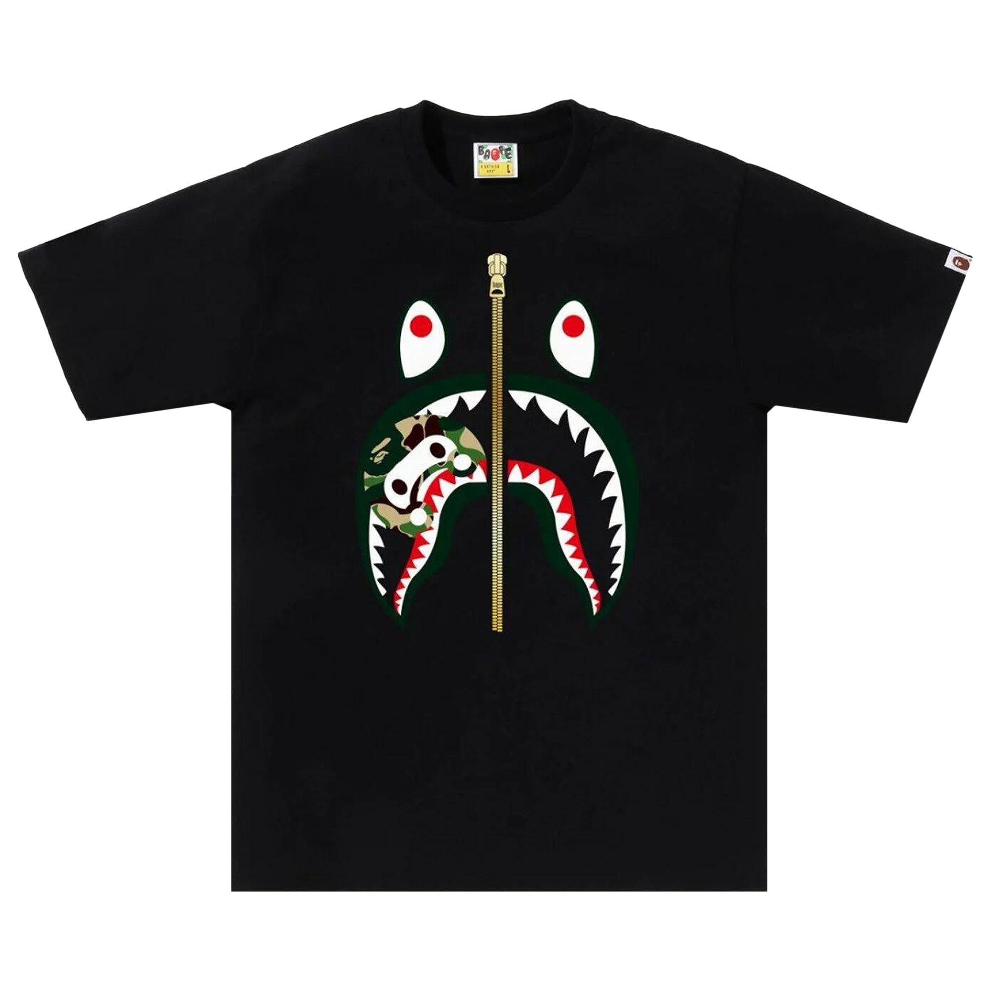 Pre-owned Bape Abc Camo Milo Shark Tee 'black/green' | Men's Size L