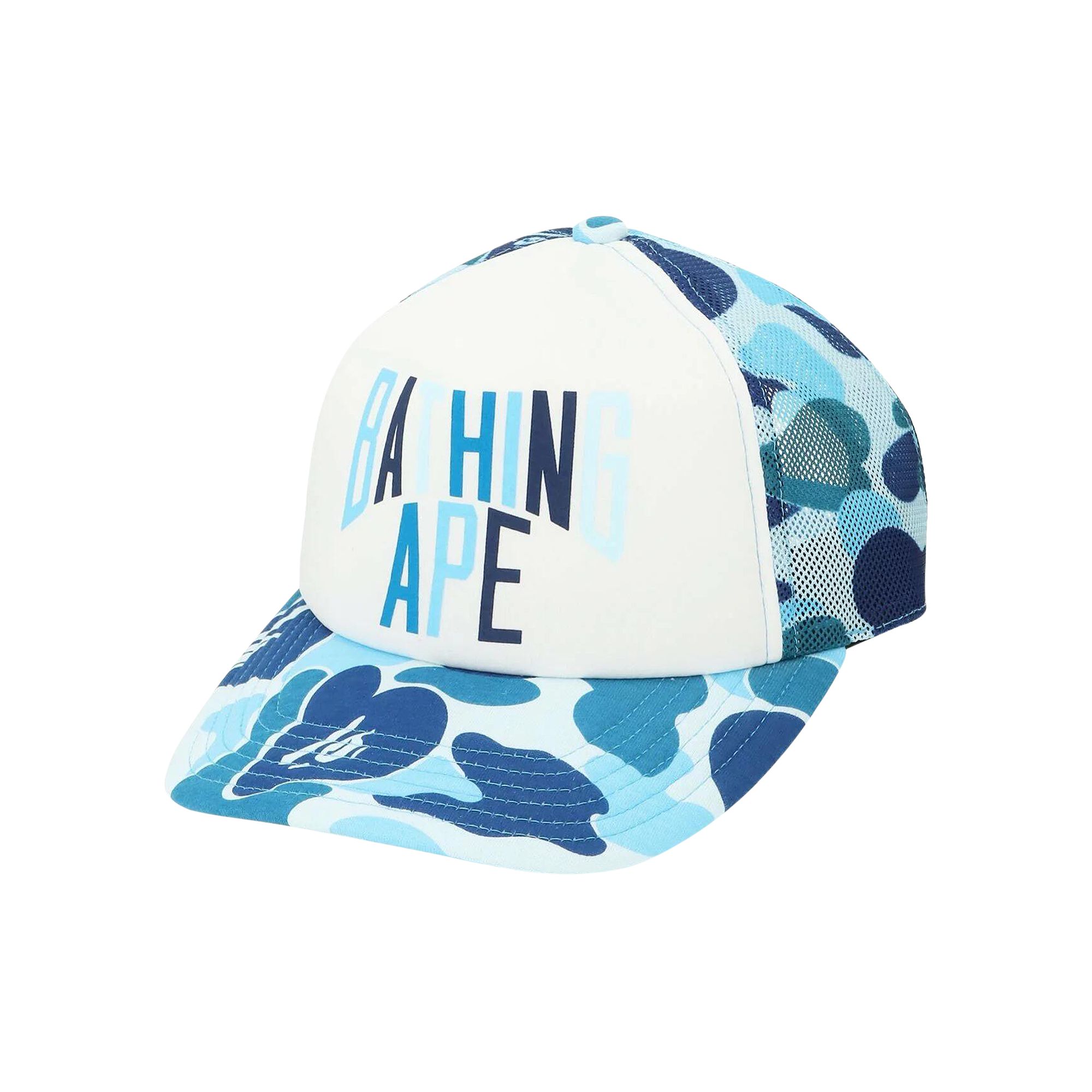 Pre-owned Bape Abc Camo Nyc Logo Mesh Cap 'blue' | Men's Size Onesize
