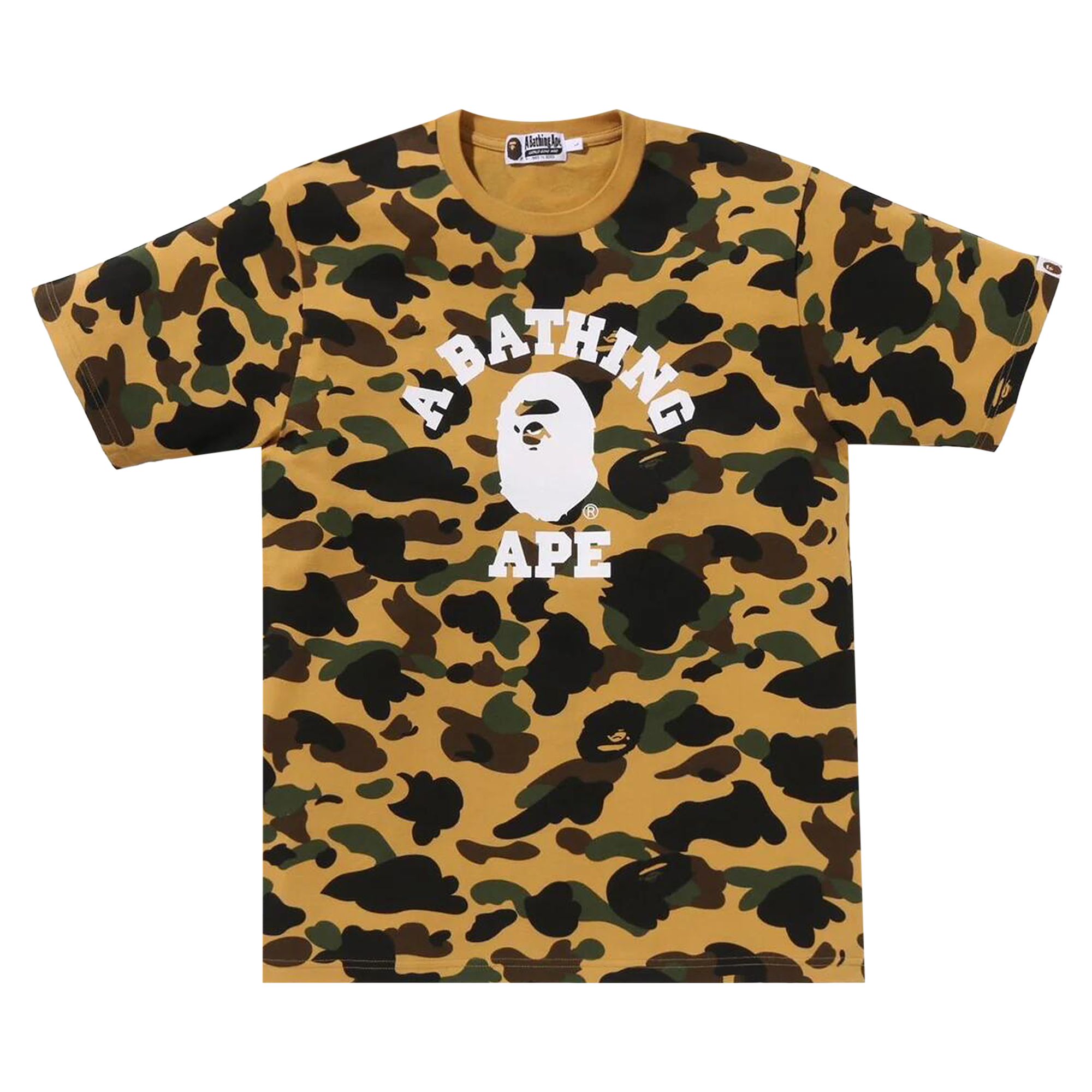 Pre-owned Bape 1st Camo College Tee 'yellow' | Men's Size L
