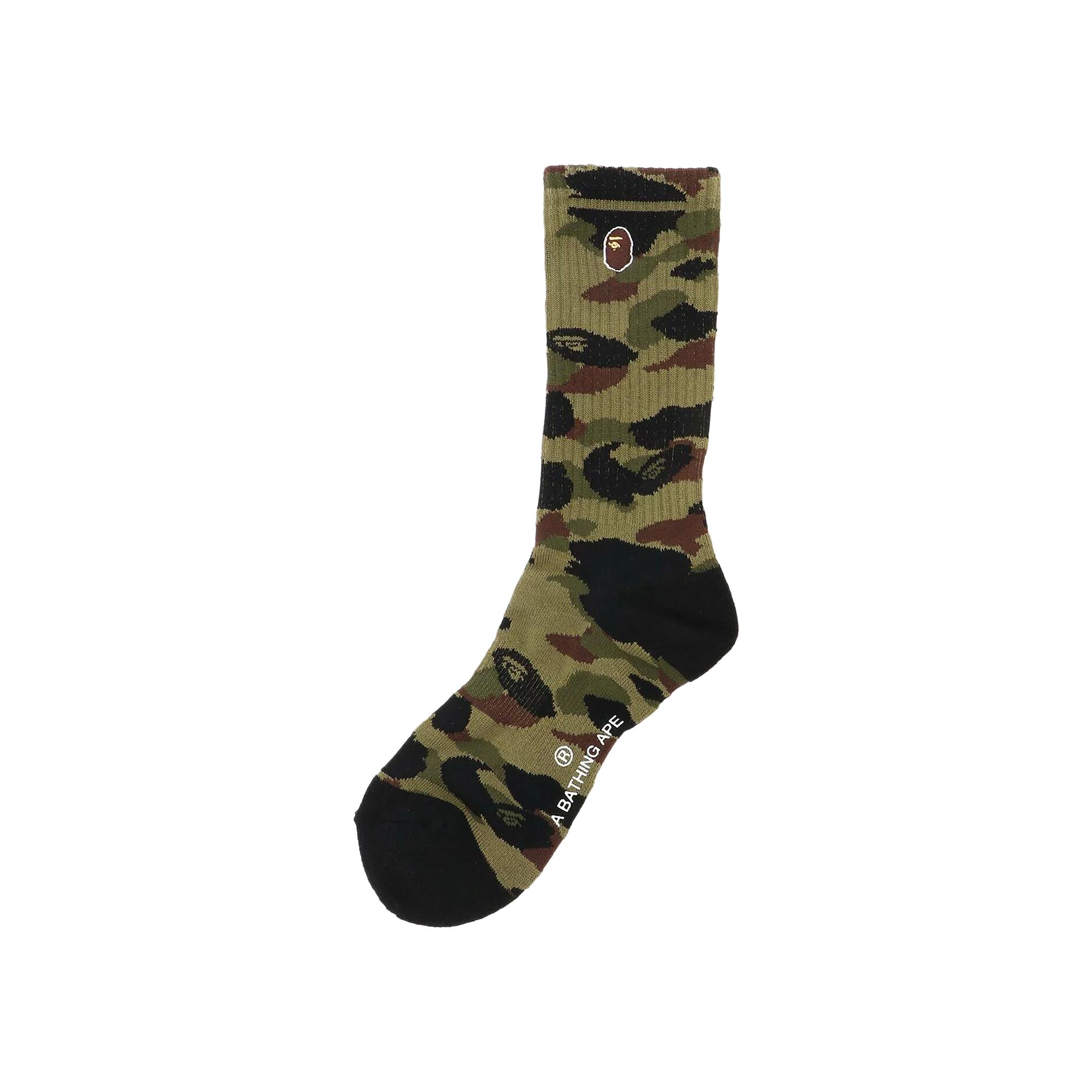 Pre-owned Bape 1st Camo Ape Head One Point Socks 'green' | Men's Size M