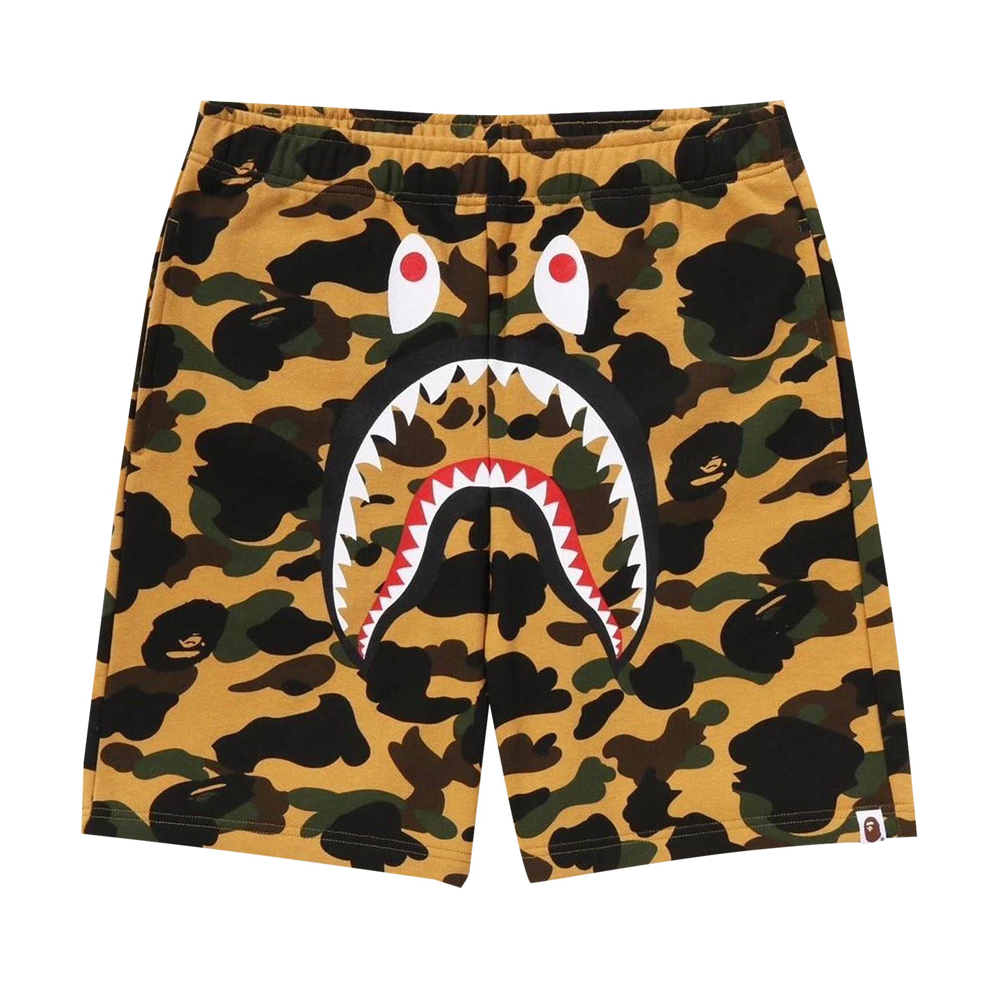 Pre-owned Bape 1st Camo Shark Regular Fit Sweat Shorts 'yellow' | Men's Size L