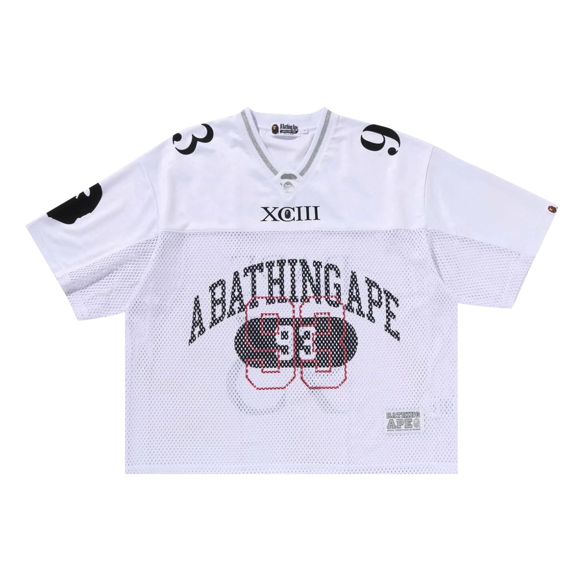 Pre-owned Bape Line Camo Multi Logo Relaxed Fit Football Jersey 'white' | Men's Size S