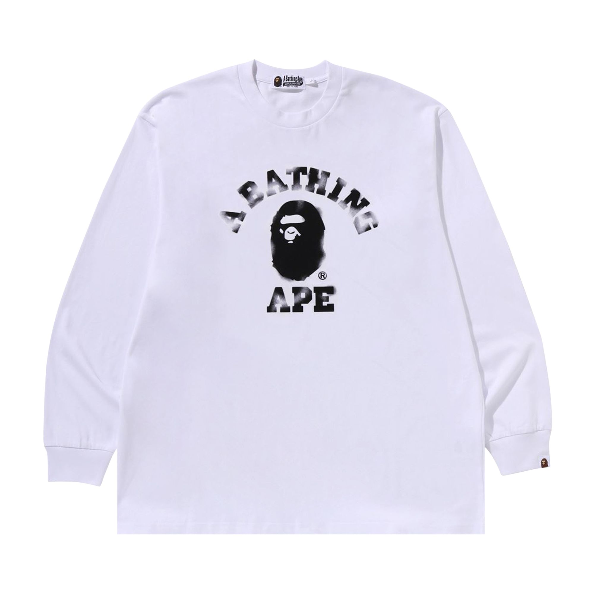 Pre-owned Bape College Relaxed Fit Long-sleeve Tee 'white' | Men's Size Xxl