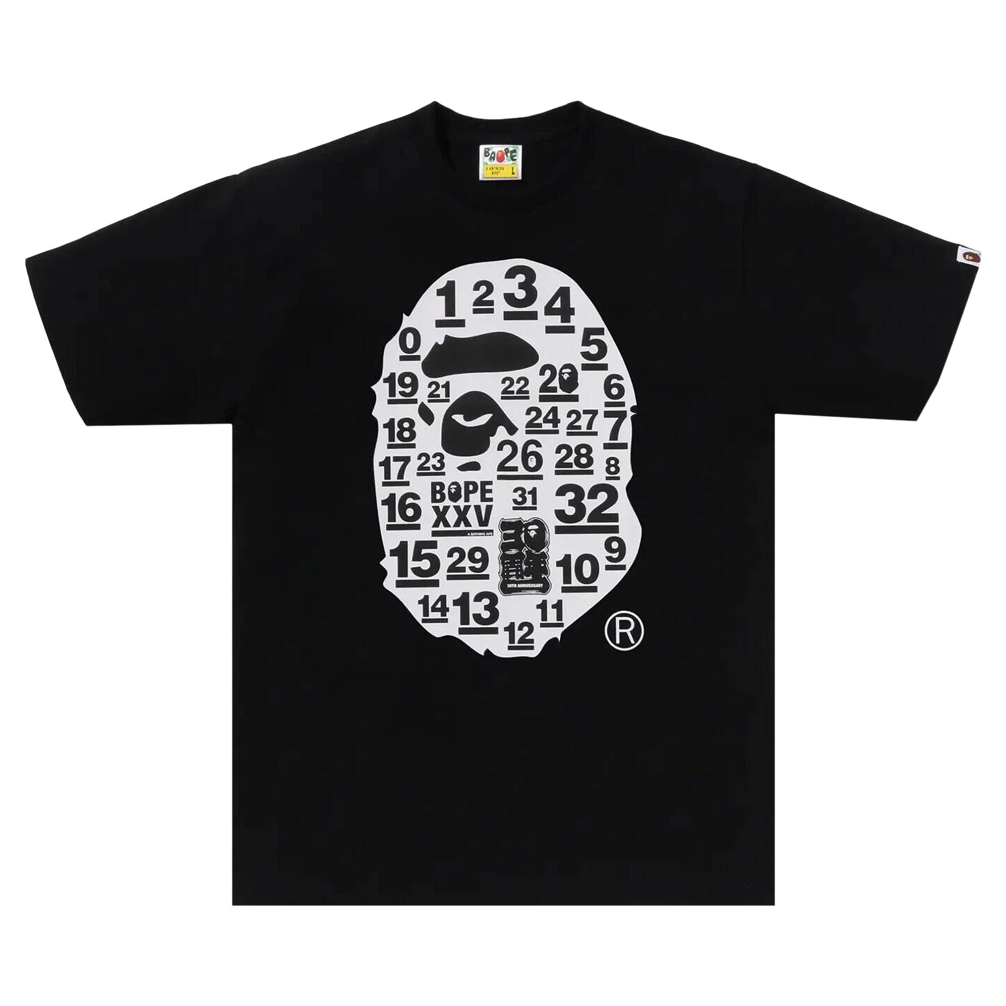 Pre-owned Bape A Bathing Ape 32nd Anniversary Big Ape Head Tee 'black' | Men's Size Xl
