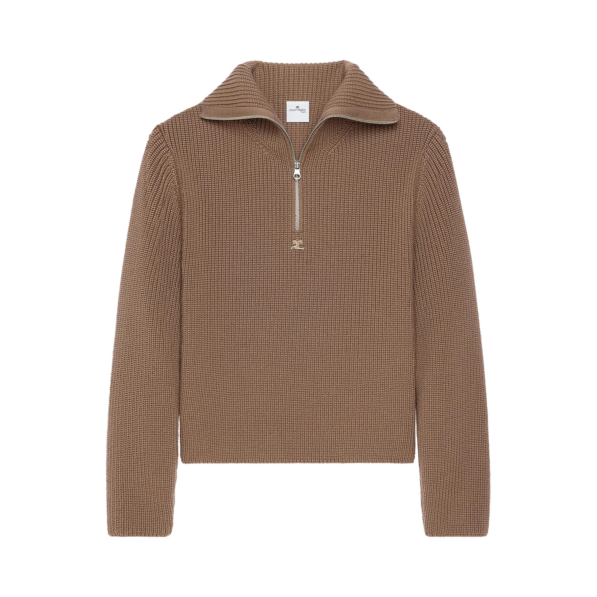 Pre-owned Courrèges Ribbed Wool Trucker Sweater 'mocha' | Brown | Men's Size L
