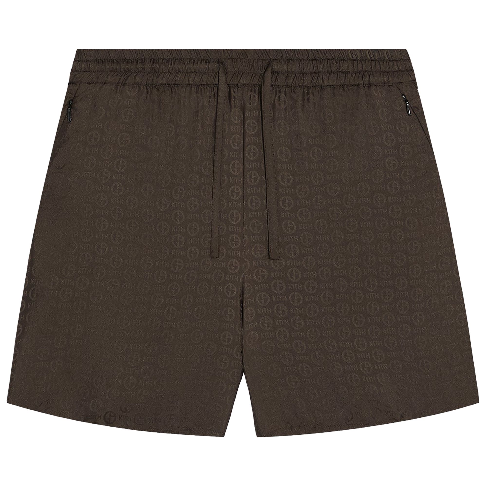 Pre-owned Kith X Giorgio Armani Monogram Cedar Short 'kindling' | Brown | Men's Size Xl