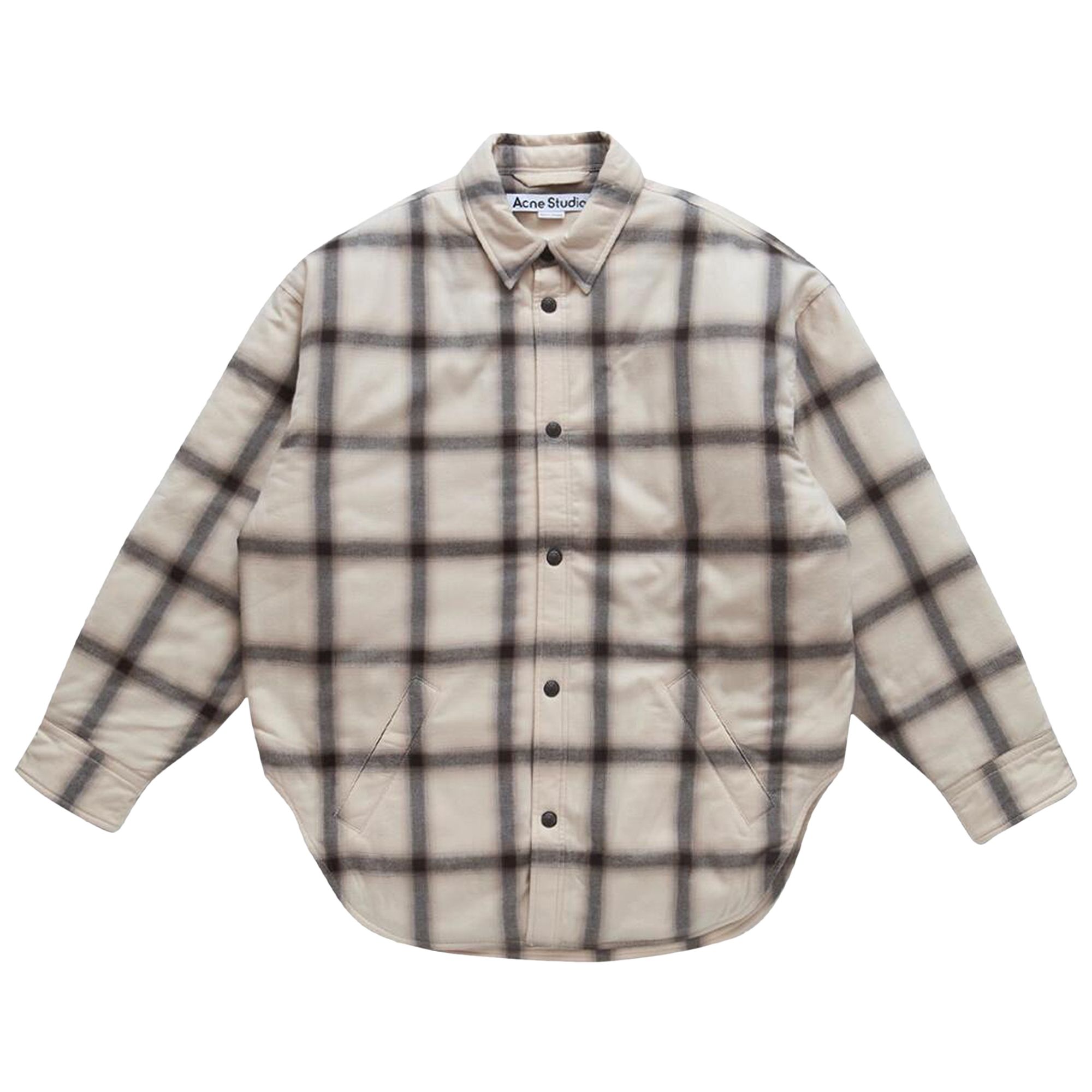 Pre-owned Acne Studios Flannel Button-up Shirt 'beige' | Tan | Men's Size 48 In Brown