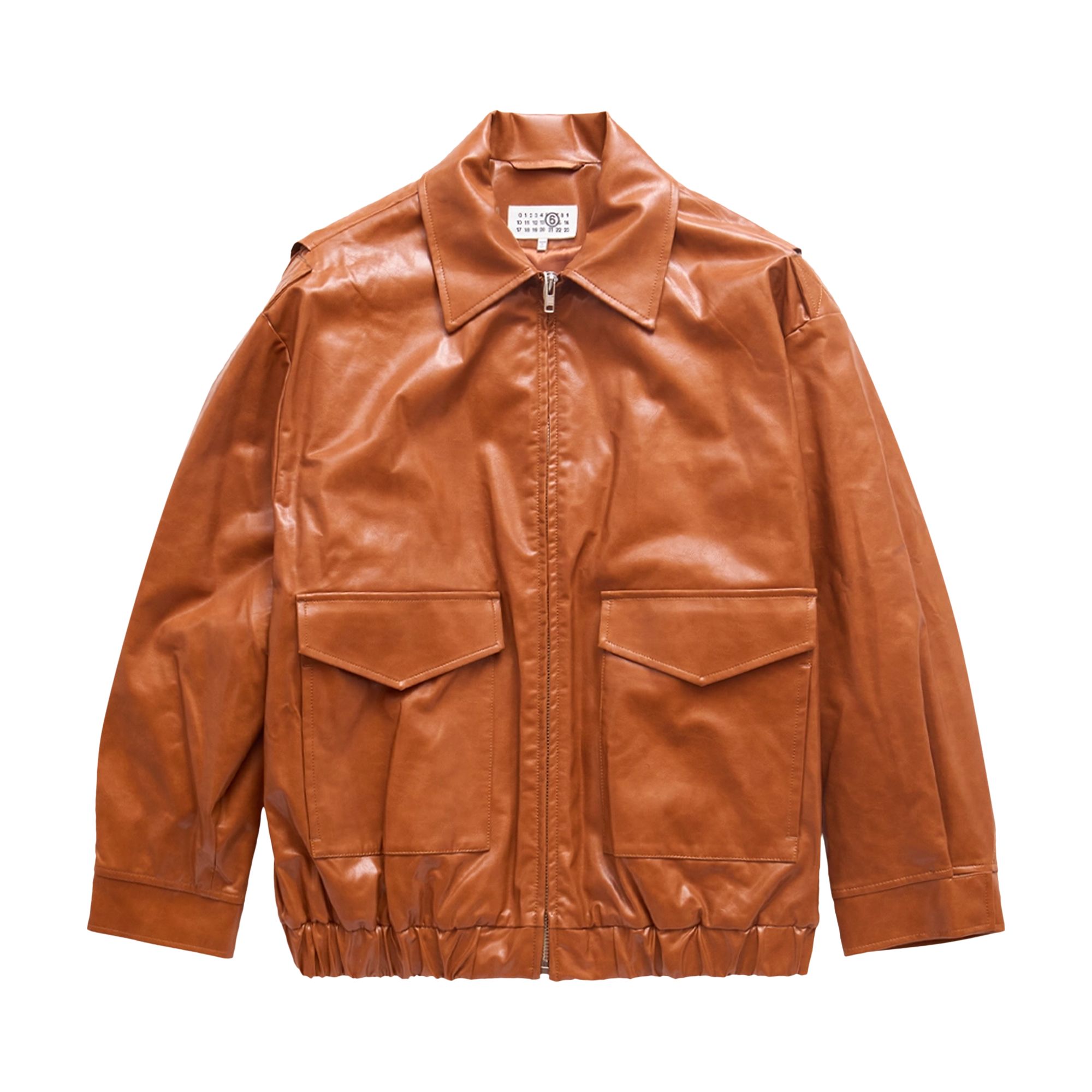 Pre-owned Mm6 Maison Margiela Faux Leather Aviator Bomber Jacket 'caramel' | Brown | Men's Size 52