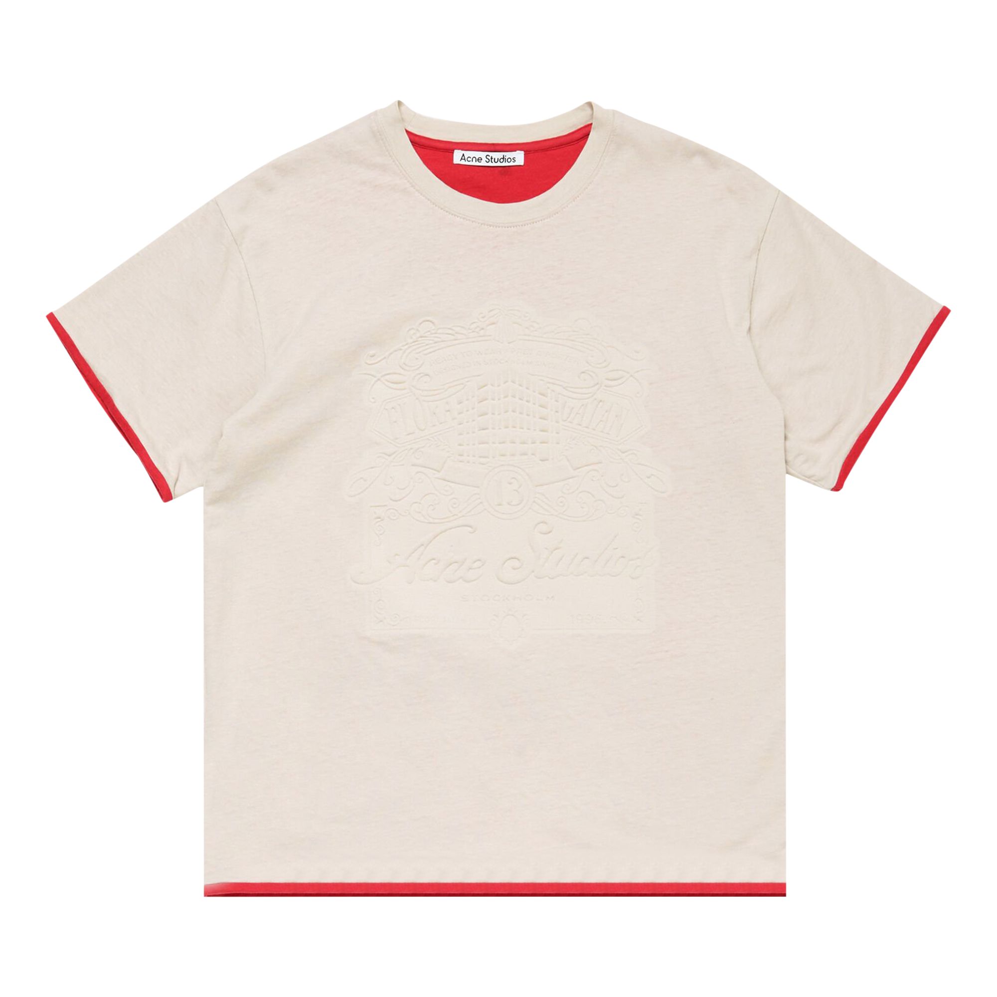 Pre-owned Acne Studios Embossed Logo T-shirt 'white/red' | Women's Size M