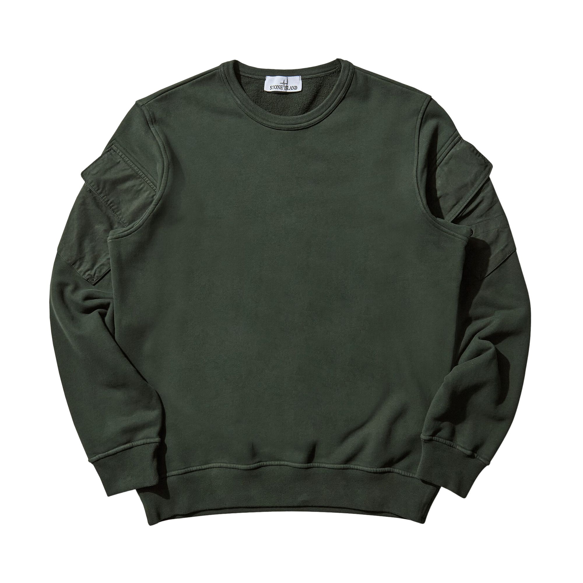 Pre-owned Stone Island Solid Color Arm Patch Sweatshirt 'juniper' | Green | Men's Size L